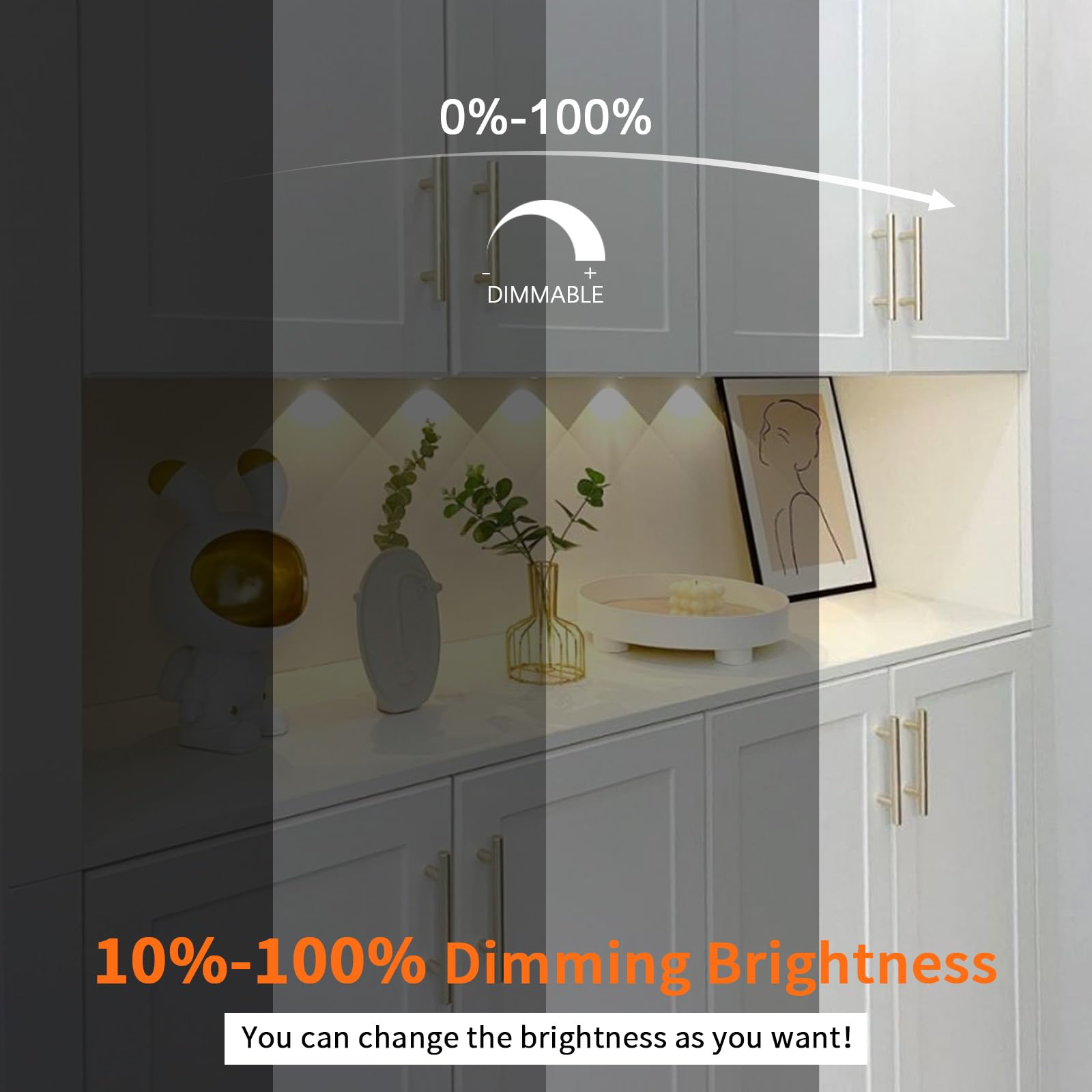 VST LED Puck Lights with Remote Dimmer, Adjustable CCT 3000K-6500K, Plastic, White, Model PL05-WL-CC-W, Ideal for Kitchen and Ward