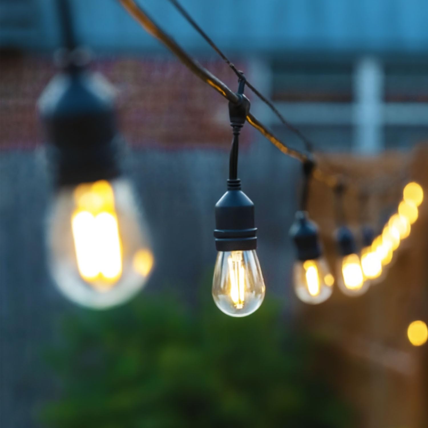 NIOSTA Outdoor Hanging String Lights, 24Ft, 12 LED S14 Bulbs, Dimmable, 2200K Glass Bulb