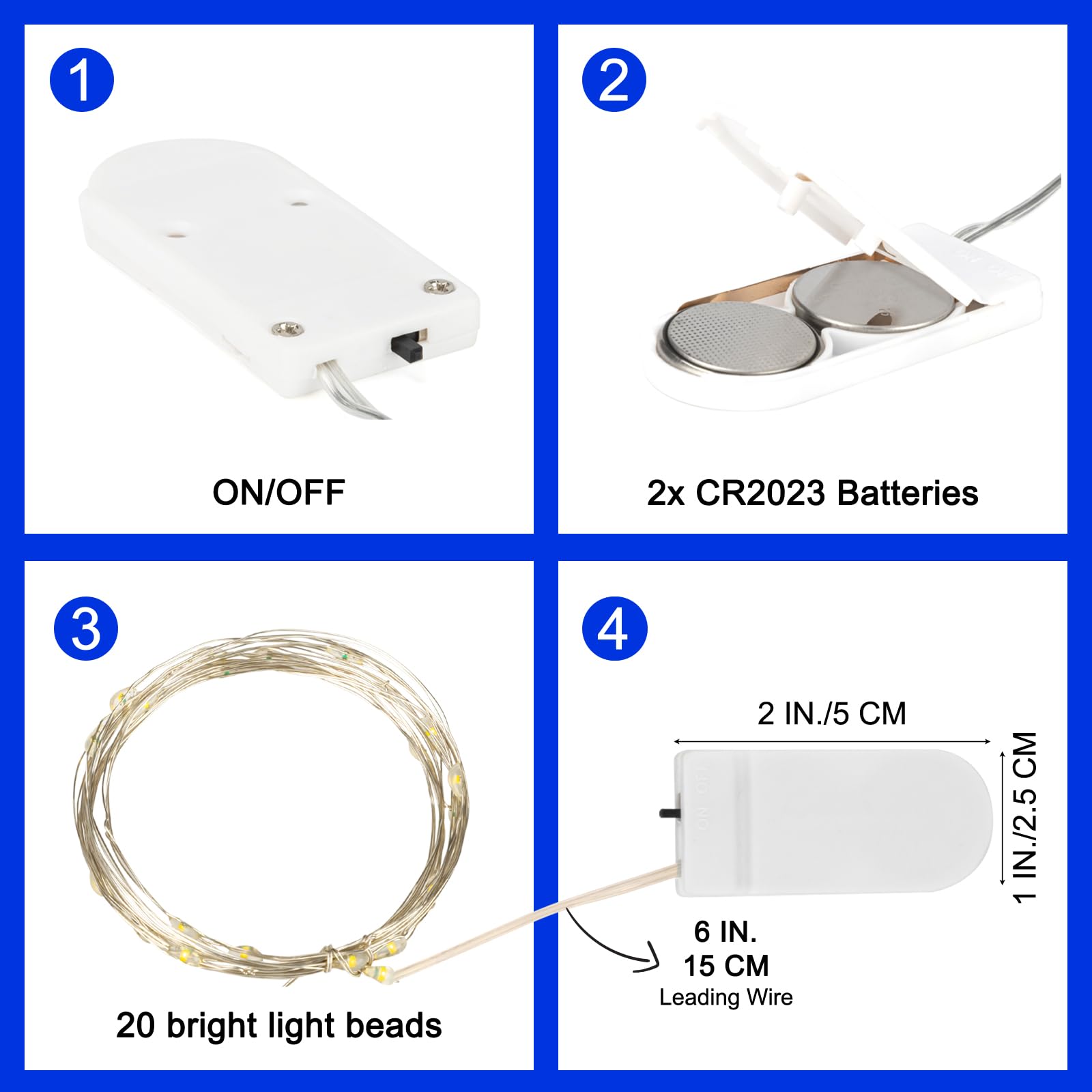 Sinamer 6 Pack Led Fairy Lights 7Ft Battery Powered Waterproof Silver Wire 20 Led Mini String Mason Jar Lights For Diy Wedding Party Bedroom Patio Easter Christmas (Blue)