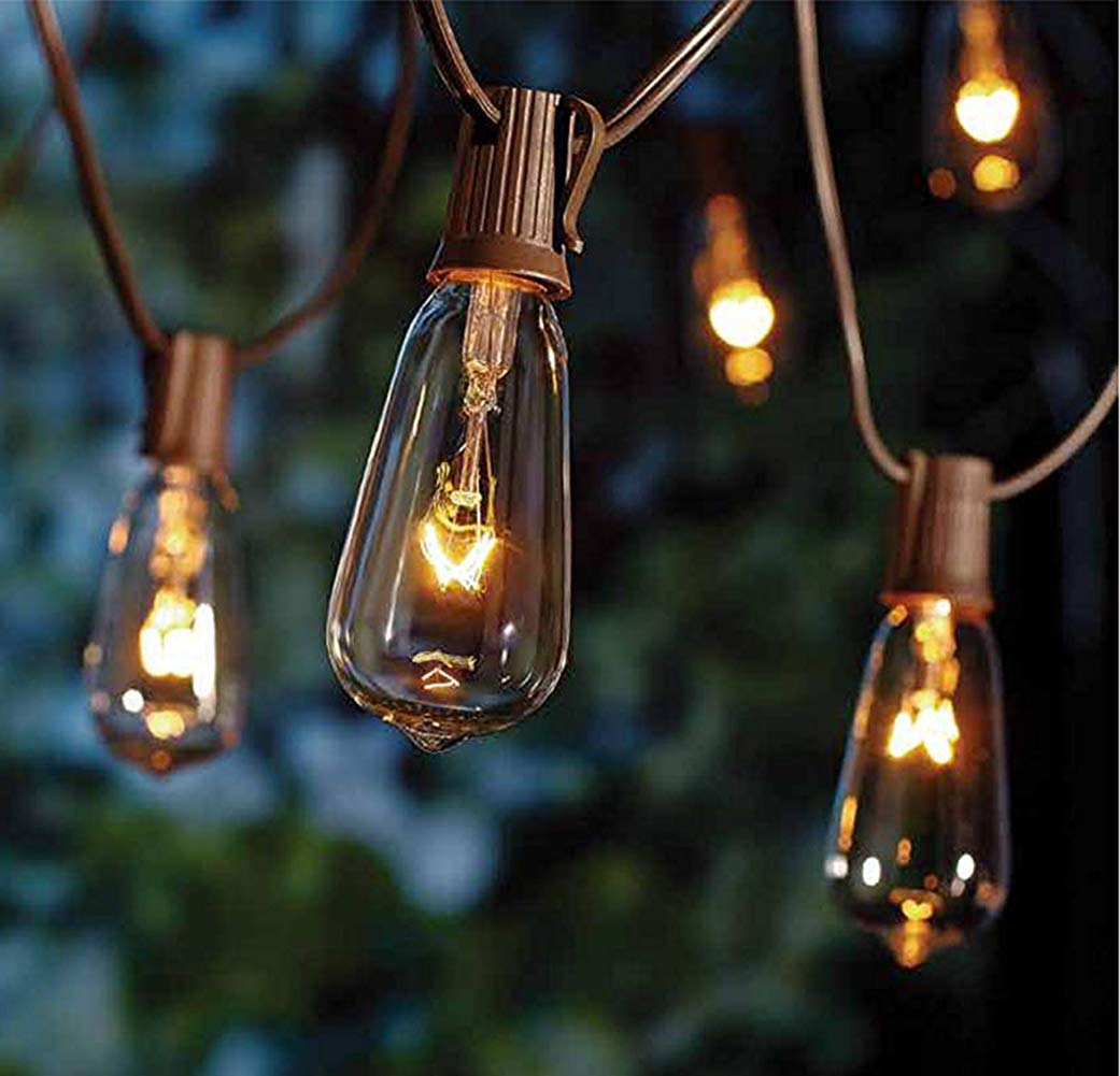 GOOTHY Outdoor String Lights, 10FT, 11 Clear Edison Bulbs, C9/E17 Base, Vintage Brown, UL Listed for Backyard Wedding Garden Decor