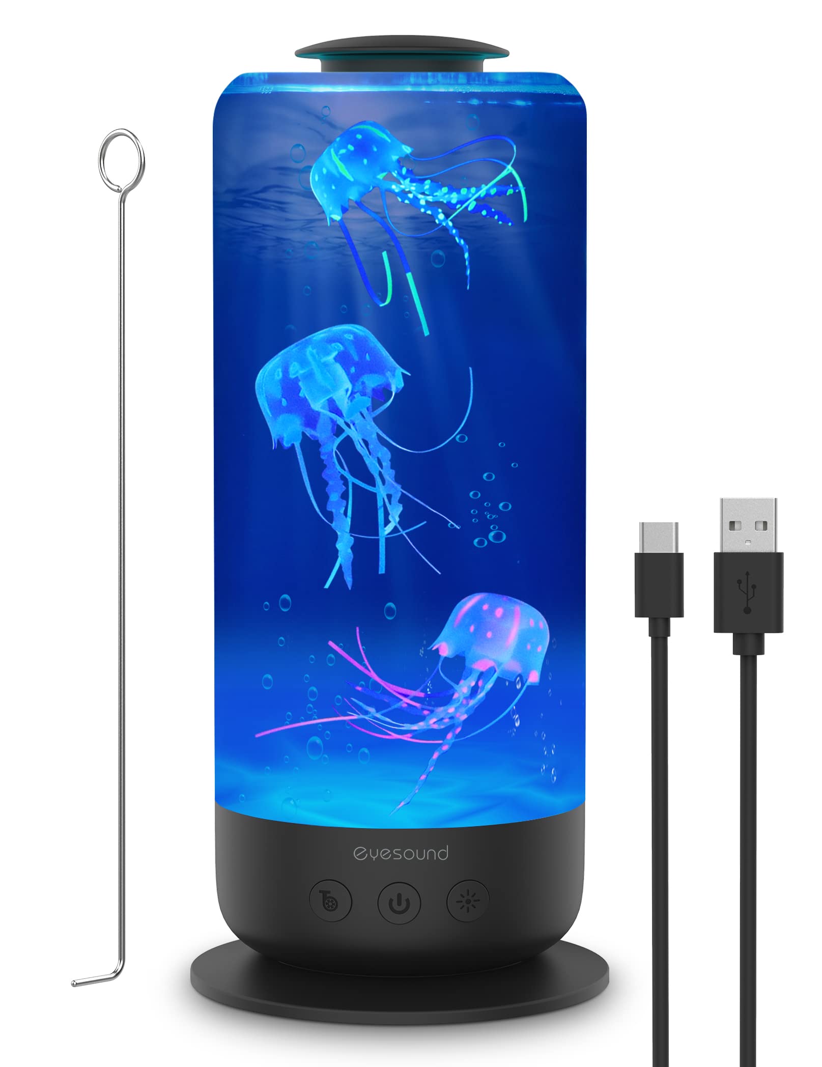Jellyfish Lamp 2.5L Usb Plug-In Jellyfish Light Lamp, Led Color Changing Jellyfish Aquarium With Speed Control & 2 Light Modes,