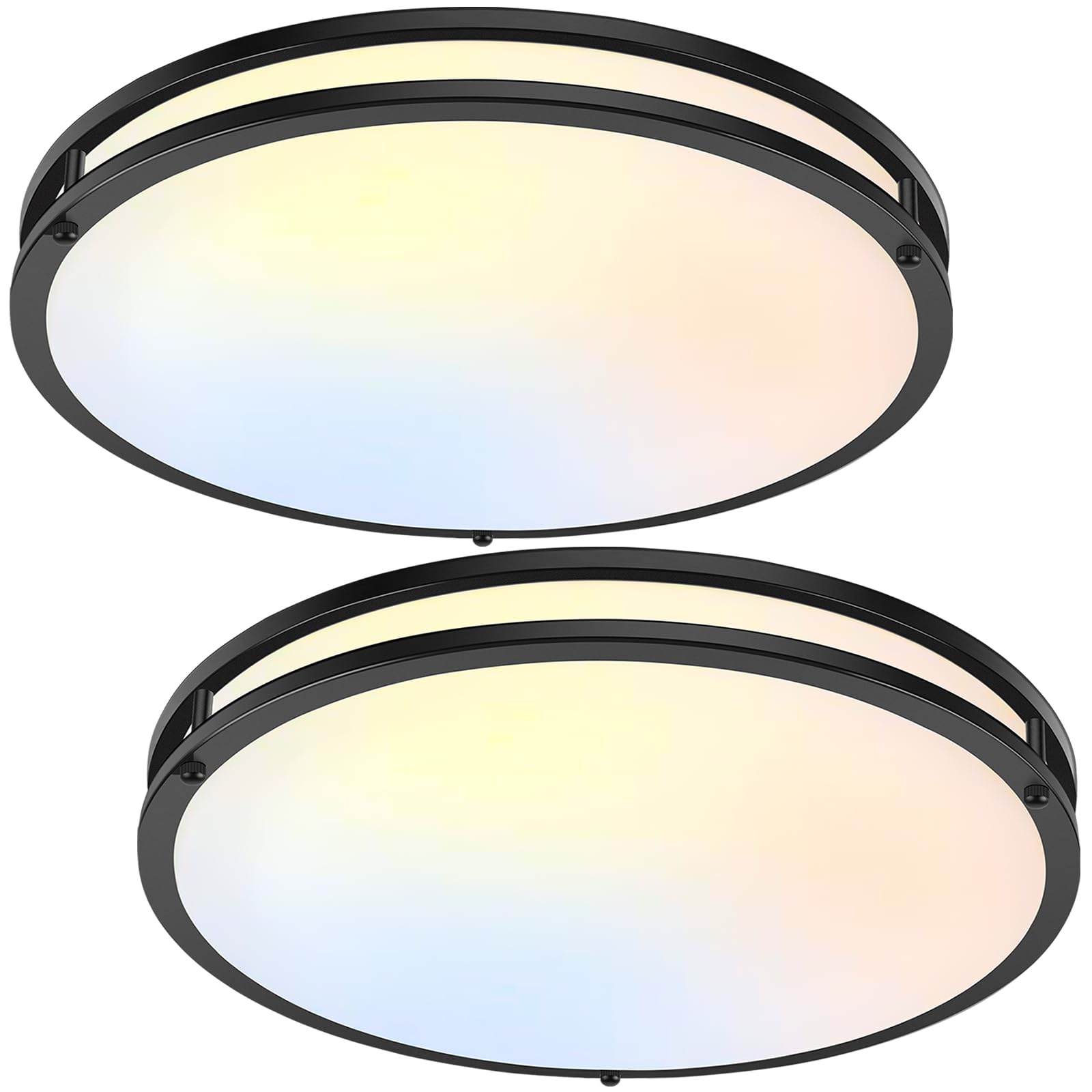 18inch 50W LED Flush Mount Ceiling Lights 5600lm Super Bright  Dimmable LED Ceiling Light Fixtures 2700K-6500K 5CCT Adjusted  2-Pack Modern Black Light Fixture Ceiling for Living Room Bedroom Kitchen