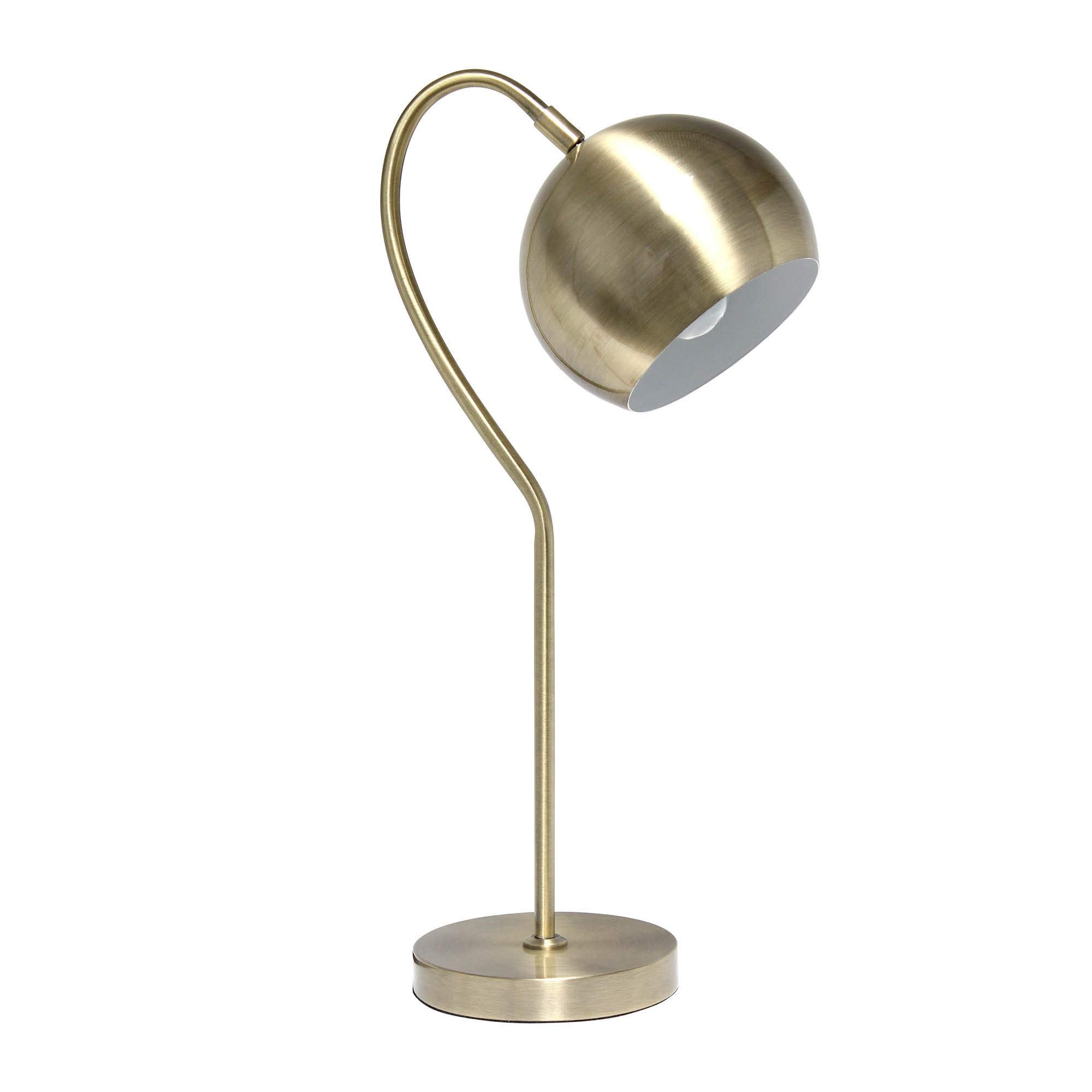LALIA HOME Mid Century Table Lamp, Dome Shade, 10inL x 6inW x 20.25inH, Antique Brass, Model LHT-5031