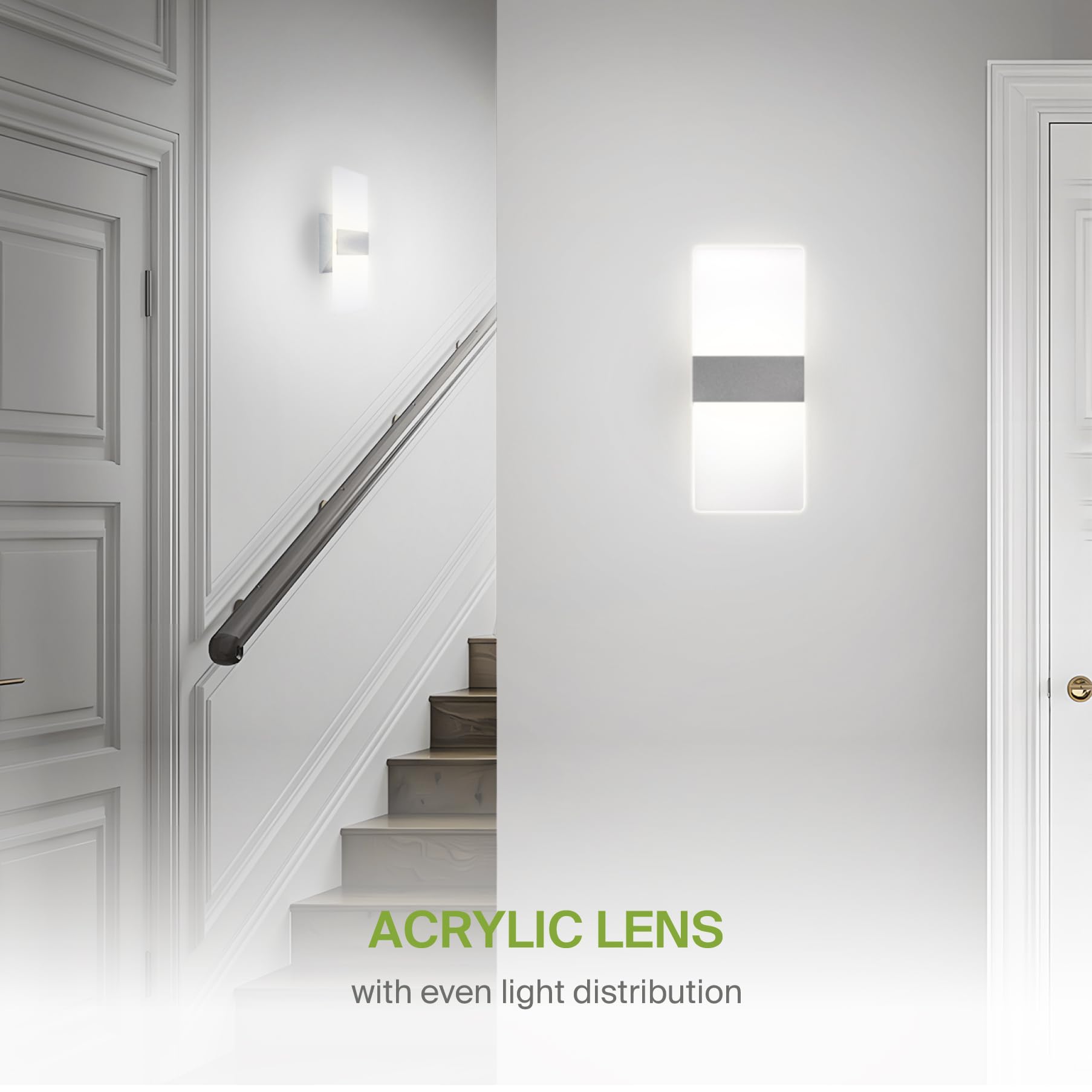 ASD 12 Inch LED Wall Sconce - Dimmable Brushed Nickel Light Fixture, Adjustable 2700K-5000K, Model A-LWS12-12D12ACNK