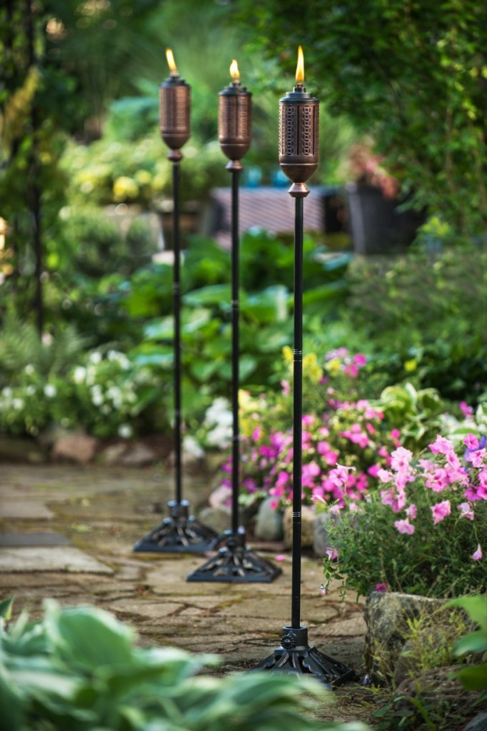 TIKI 65-Inch Bronze Metal Outdoor Torch with Wick & Snuffer - Weather-Resistant Patio Decor, 1 Pack, Copper Finish