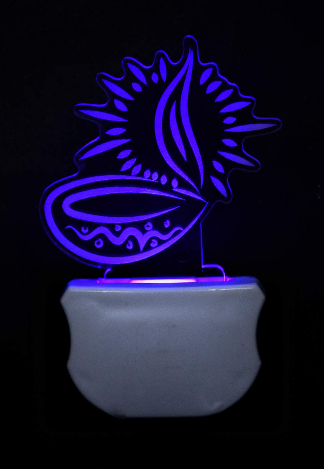 ZULKA Get Your Traditions Diya 3D Illusion Multicolor Acrylic Night Lamp for Bedroom,Kids Room(Pack of 1)