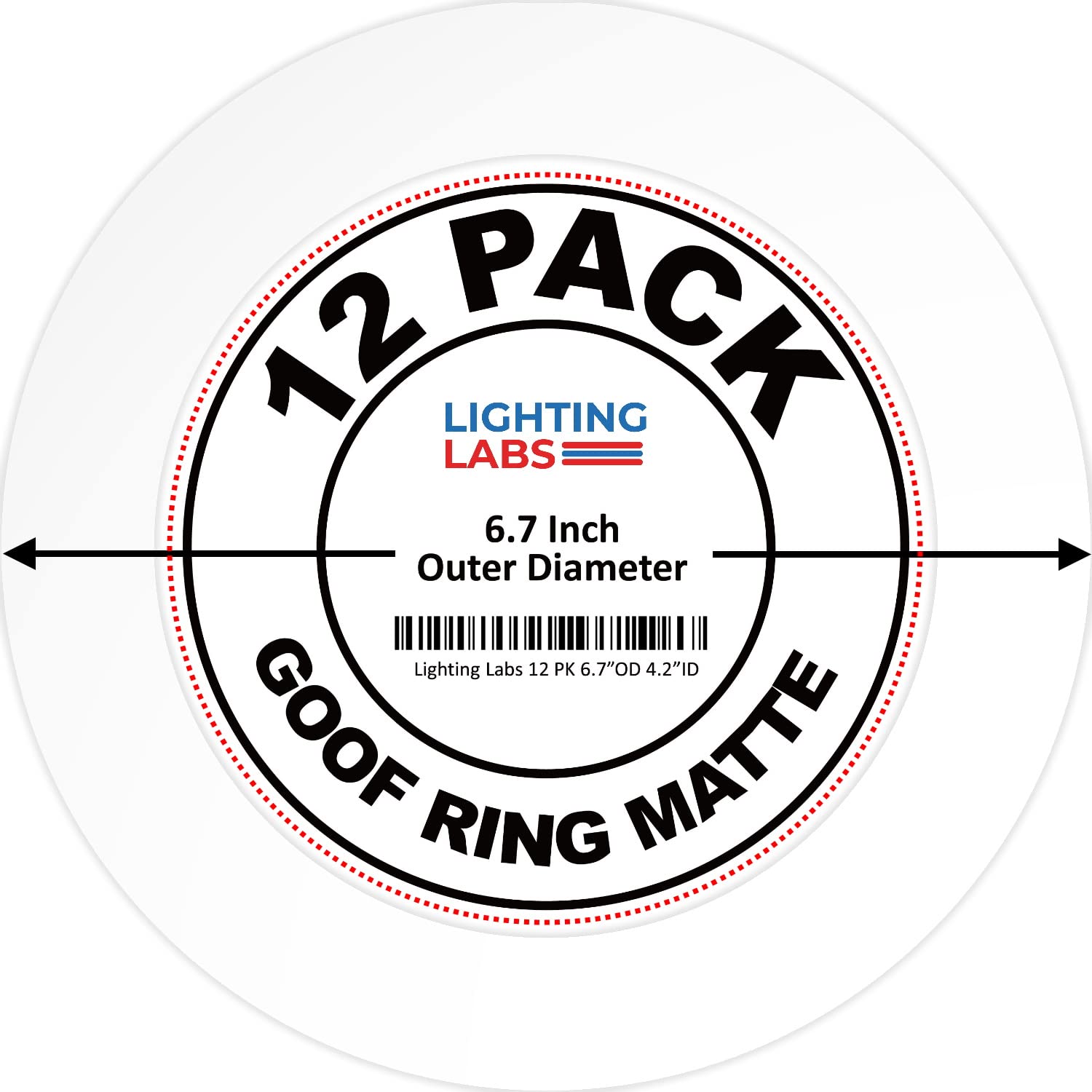 Lighting Labs 12 Pack Matte White Goof Trim Ring for 4'' Inch Recessed Can Lighting Down Light, Outer Diameter 6.7 Inches, Inner