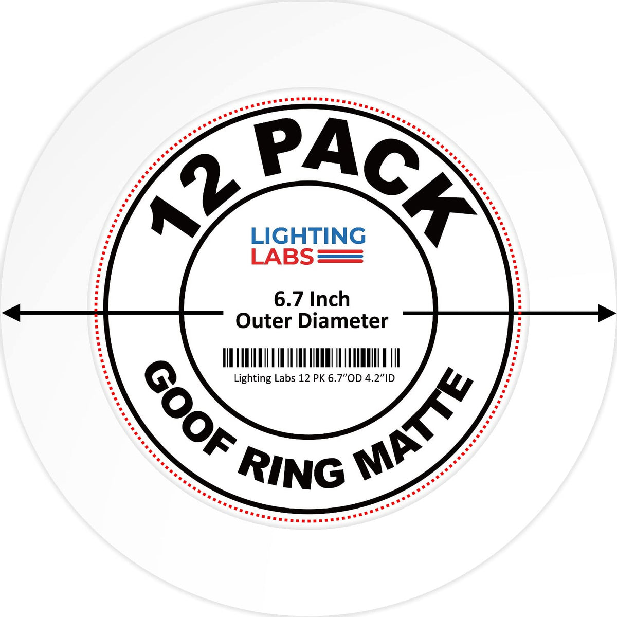 Lighting Labs 12 Pack Matte White Goof Trim Ring for 4'' Inch Recessed Can Lighting Down Light, Outer Diameter 6.7 Inches, Inner