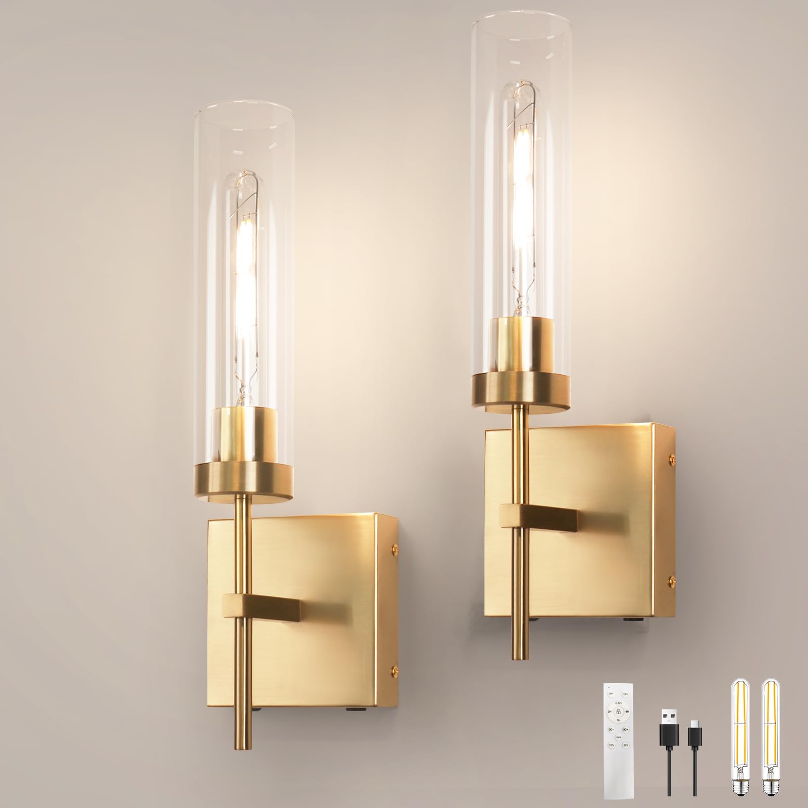 Loiogohot Wireless Sconces,Battery Operated Wall Sconce 15000Mah Infinitely Dimmable With Remote Control Endurance 200 Hours Fas
