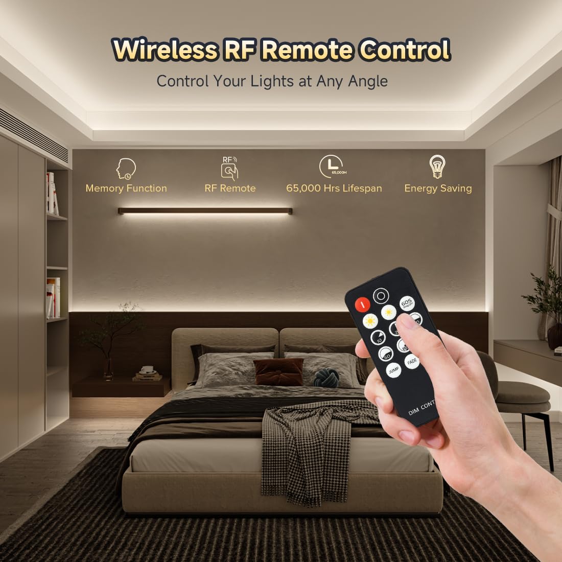 BTF-LIGHTING FCOB COB LED Strip Lights 16.4FT RF Remote Cool White 6000K Dimmable, Model FOB5M24VRF14CW24V3