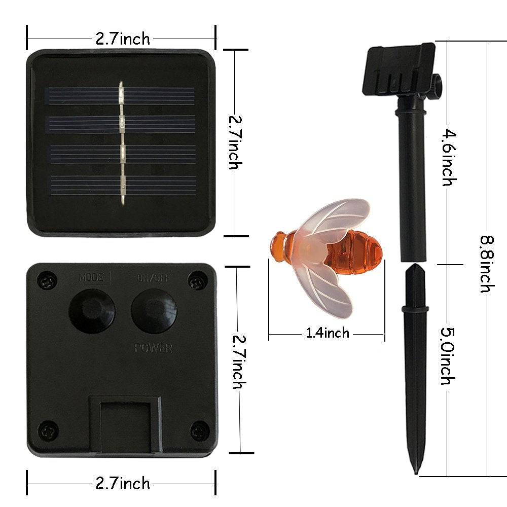 SEMILITS Solar String Lights - 20 LED Outdoor Waterproof Honey Bee Decor - Warm White