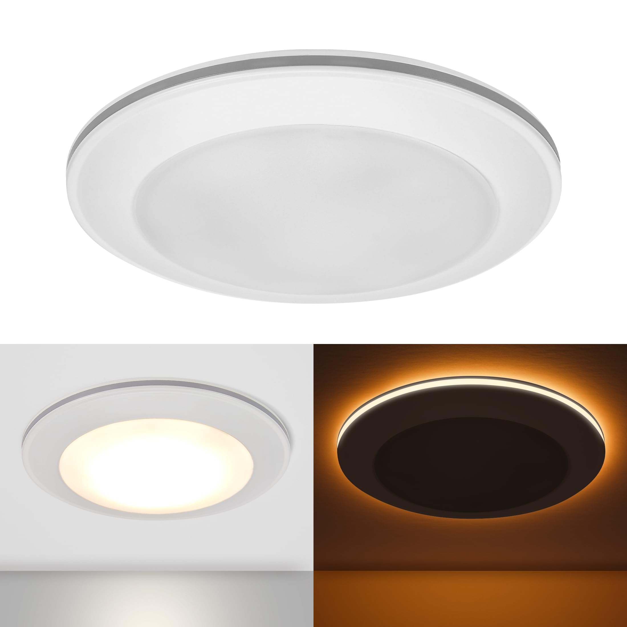 Maxxima 6 In. Round Led Flush Mount Ceiling Disk Light Fixture With Night Light, 12W, 800 Lumens, 5 Cct 2700K/3000K/3500K/4000K/
