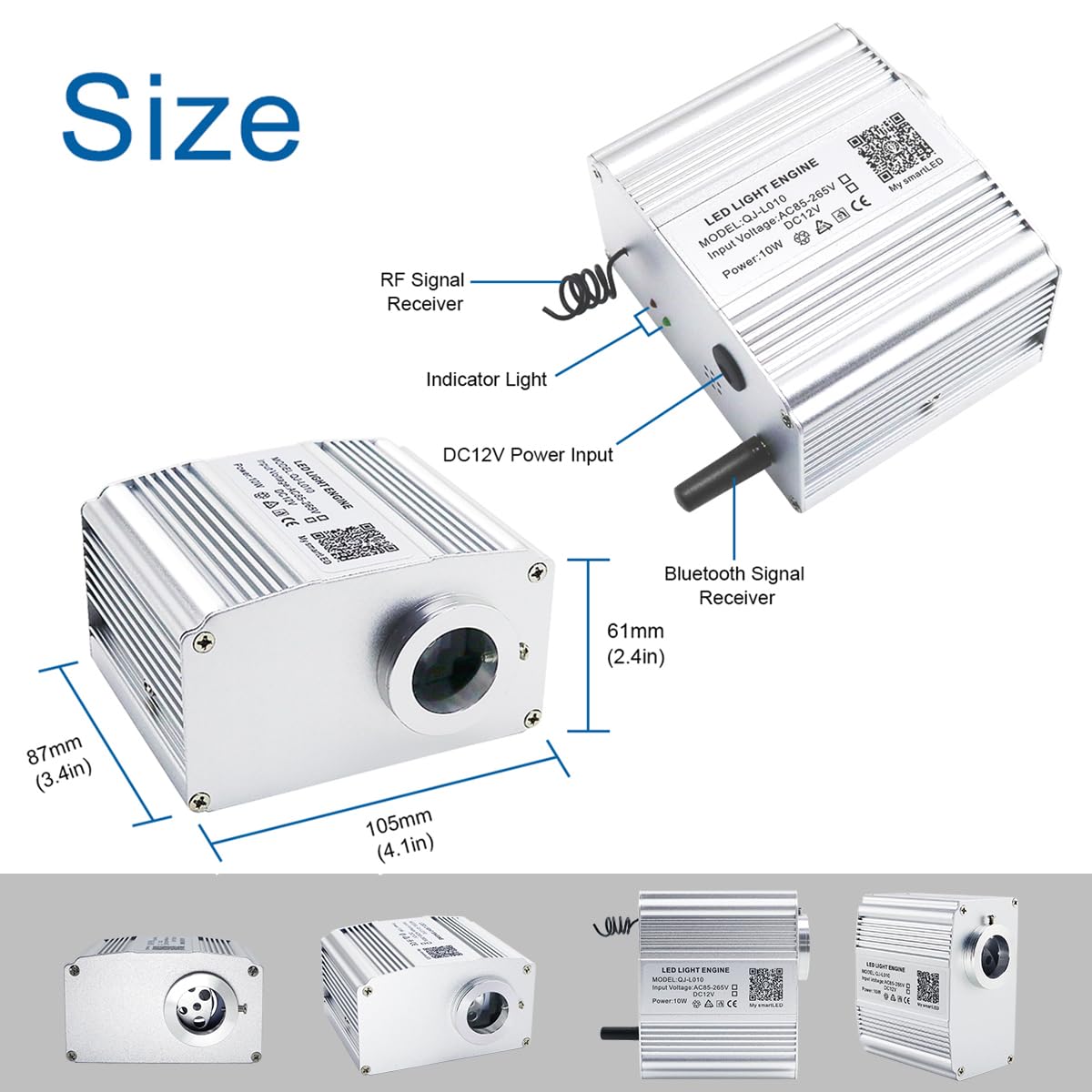 AKEPO Fiber Optic Light Engine, 10W Twinkle, APP Control, Music Activated, Color-changing, Model QJ-L010