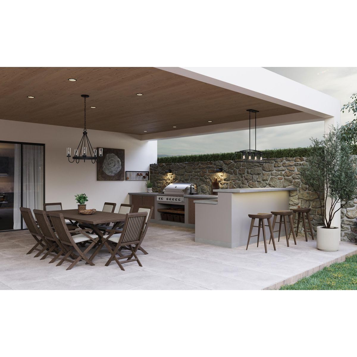 Progress Lighting P550129-31M Swansea Collection 4-Light Transitional Outdoor Chandelier Matte Black