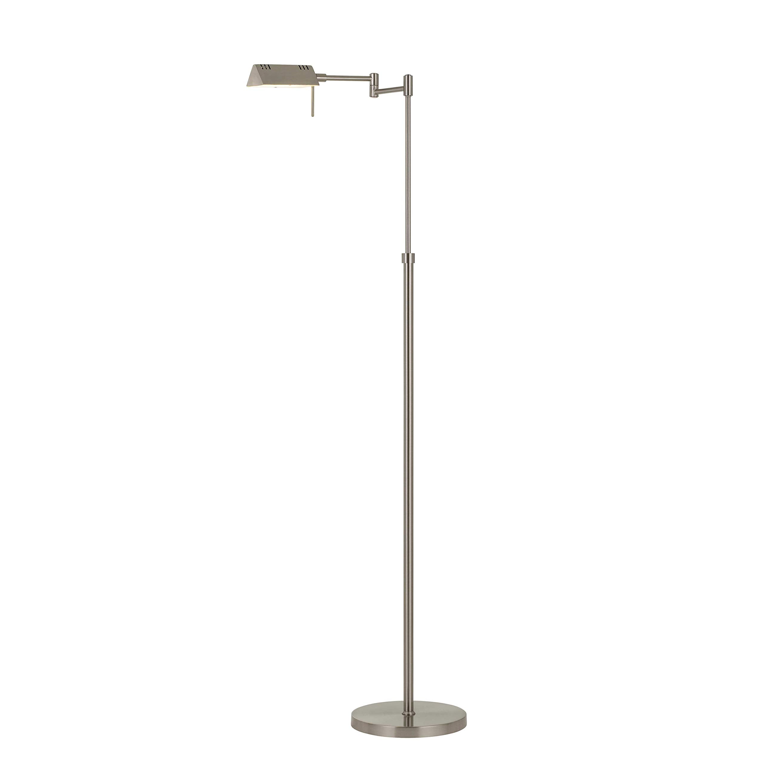 Benzara 10W LED Adjustable Metal Floor Lamp, Swing Arm, Chrome, Model BM224744