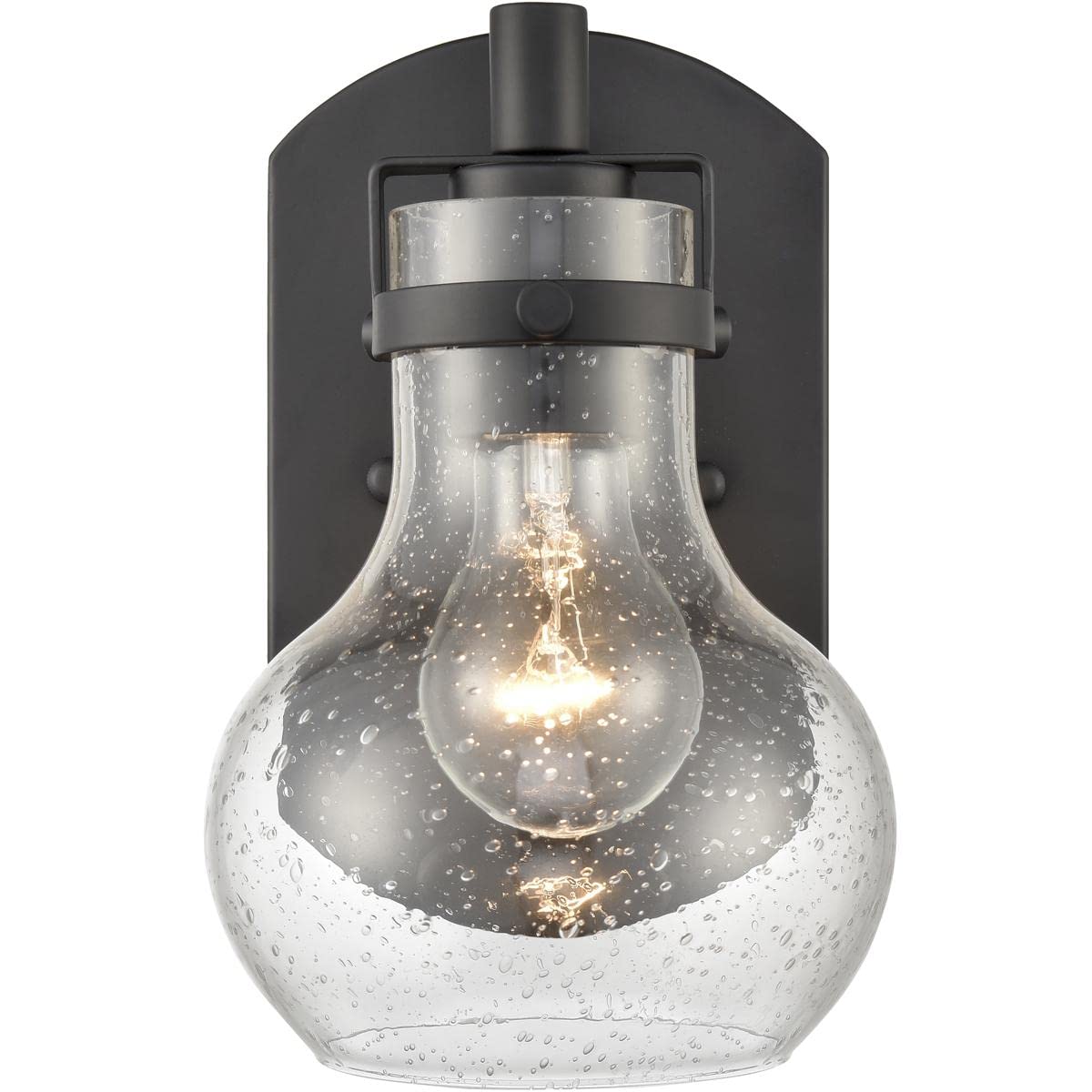 Elk Home Salamanca 1-Light Vanity Light, Matte Black With Clear Seeded Glass, Transitional Style
