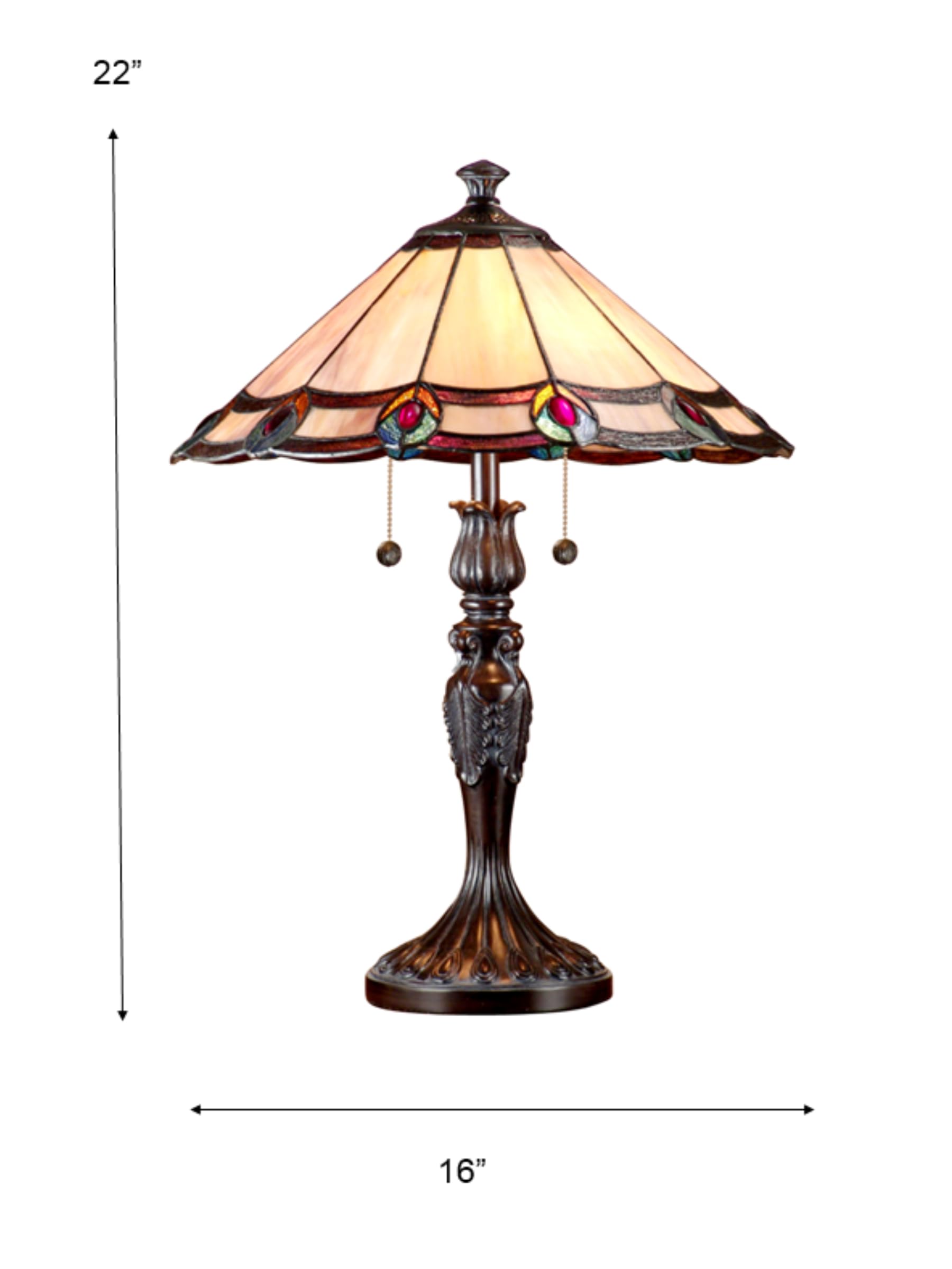 Dale Tiffany Aldridge Peacock Table Lamp, Antique Bronze, Multicolor, Model TT101081J