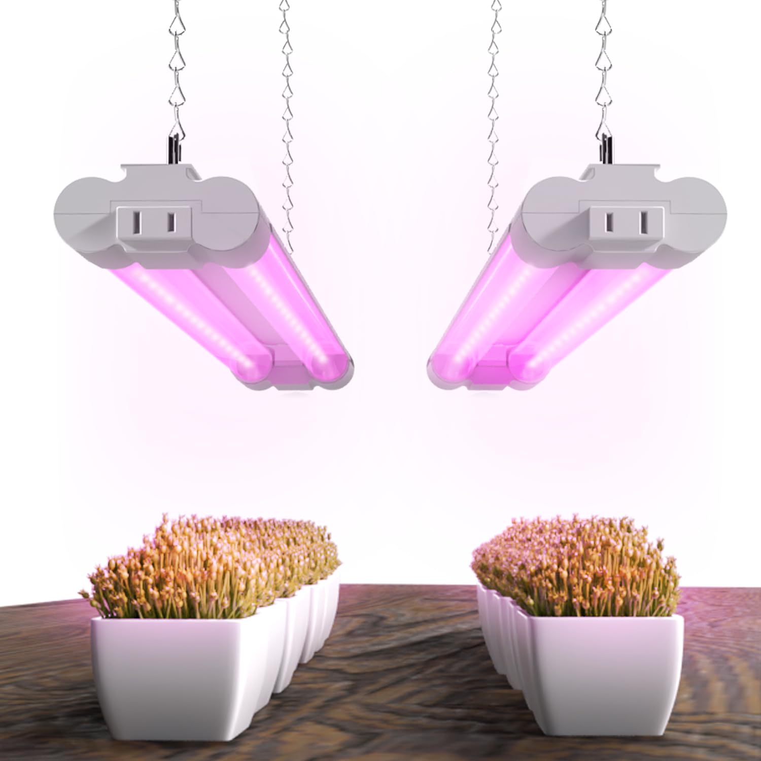 Sunco 2ft Grow Light LED, Full Spectrum, 20W, White Housing, Model SH_GL2-WH-FS-2PK, Indoor Plants, 2 Pack