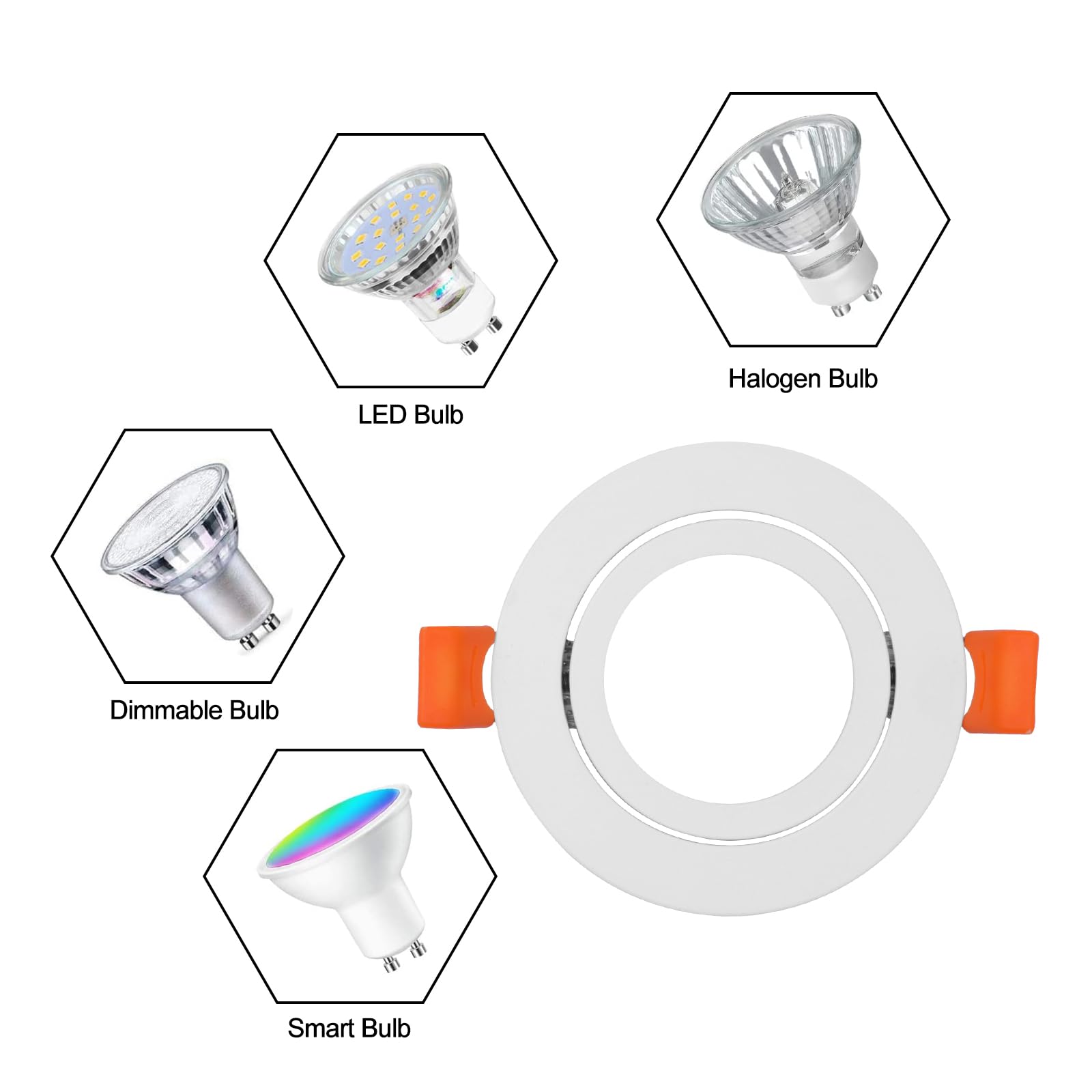 Joyinled Pack Of 10 Led Ceiling Light Frame Round Fixture Holders Adjustable Cutout 65Mm With Mr16 Sockets For 1.97In/50Mm Gu5.3