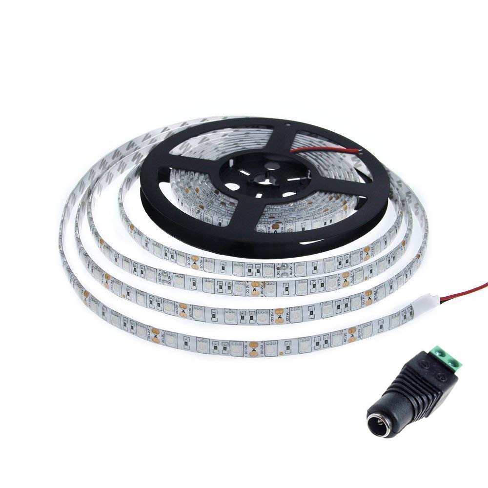 Velain 12V LED Band Light Red 16.4ft Waterproof Flexible Rope Light  300LEDs SMD5050 Tape Ribbon Light for Home Party Bedroom 12V Power Supply Not Included