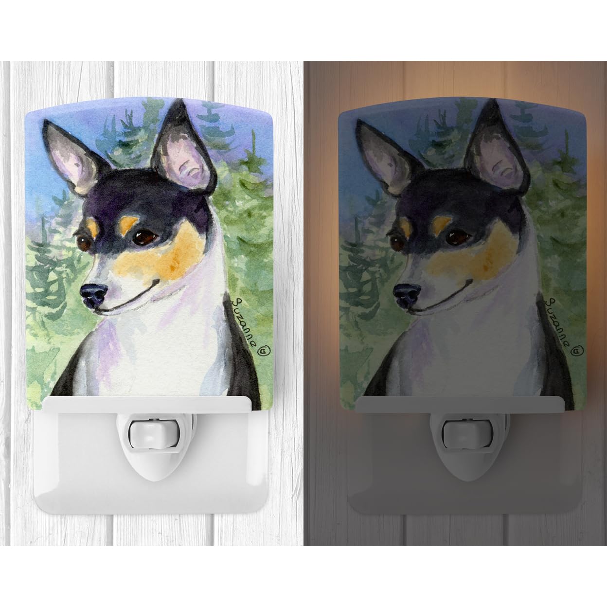Carolines Treasures Ceramic Night Light, Rat Terrier 6x4x3in, UL-Certified, Ideal for Bedroom, Bathroom, Nursery, Multicolor