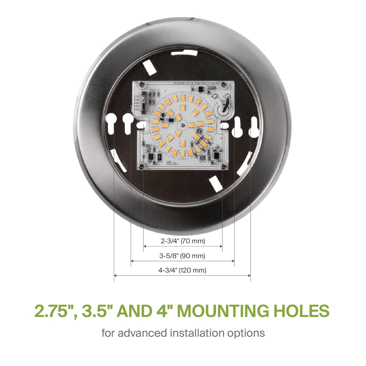 ASD 12 Pack LED Disk Lights, Dimmable 15W 6 Inch, Brushed Nickel, Iron Housing, Model A-LDS-6D15AC-NK(12p)