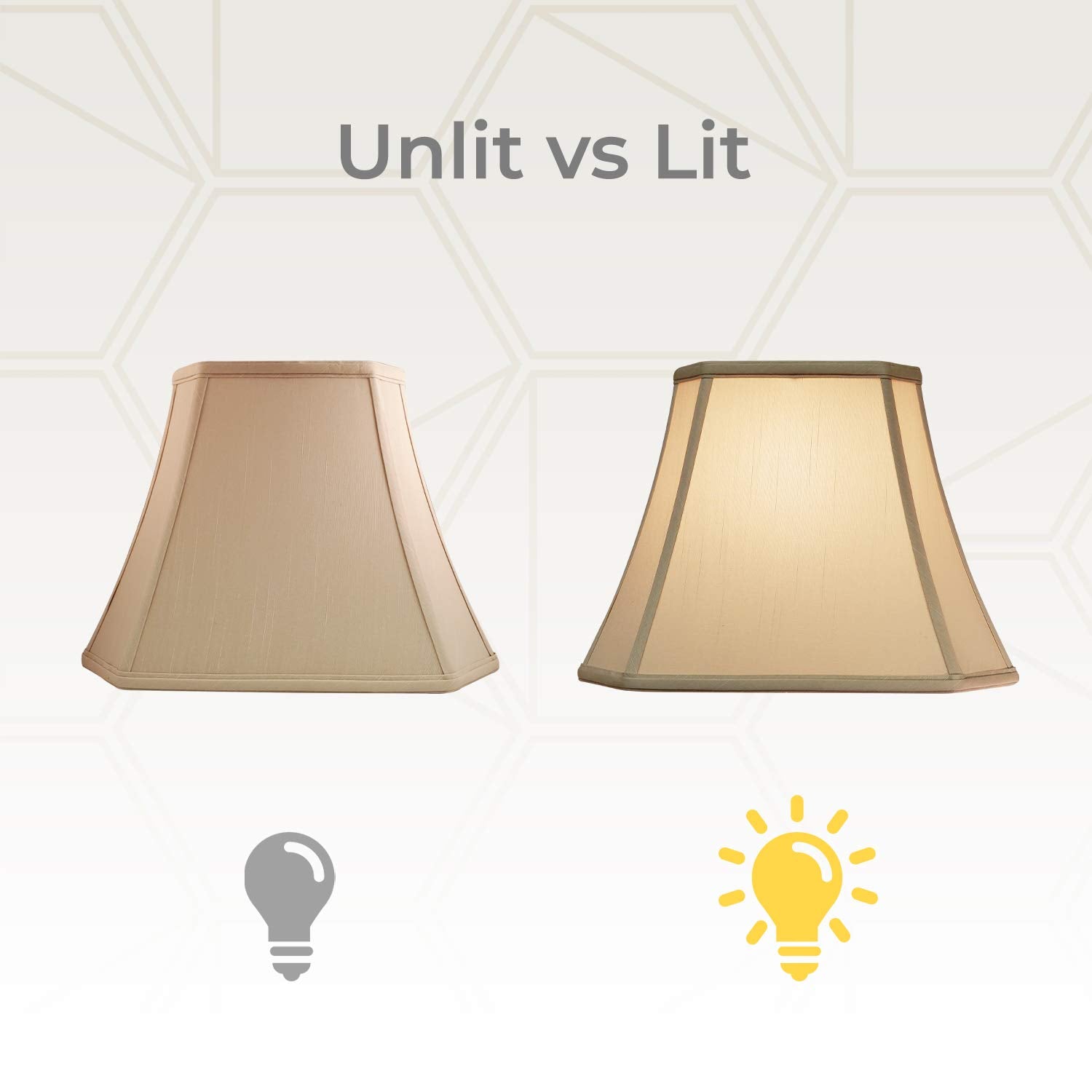 Royal Designs, Inc. Rectangle Cut Corner Lamp Shade, Faux Silk, 9 x 16 x 12.25, Beige, Model BSO-710-16BG-2, 2-Pack