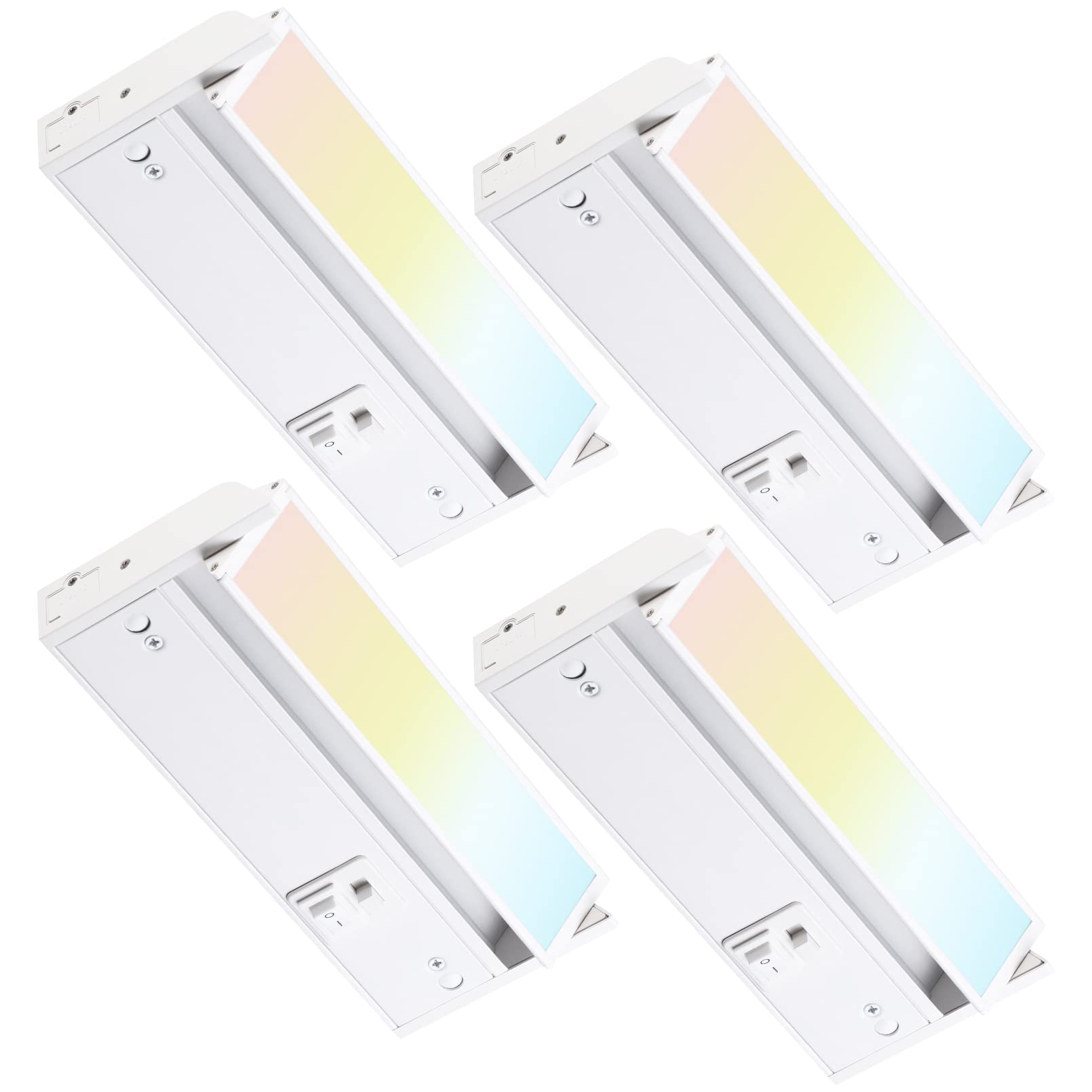 TORCHSTAR Swivel LED Under Cabinet Lighting 3CCT, 8 Inch 6W 450LM, Hardwired & Plug-in, 3 Color Selectable CRI90 120V, Rotatable