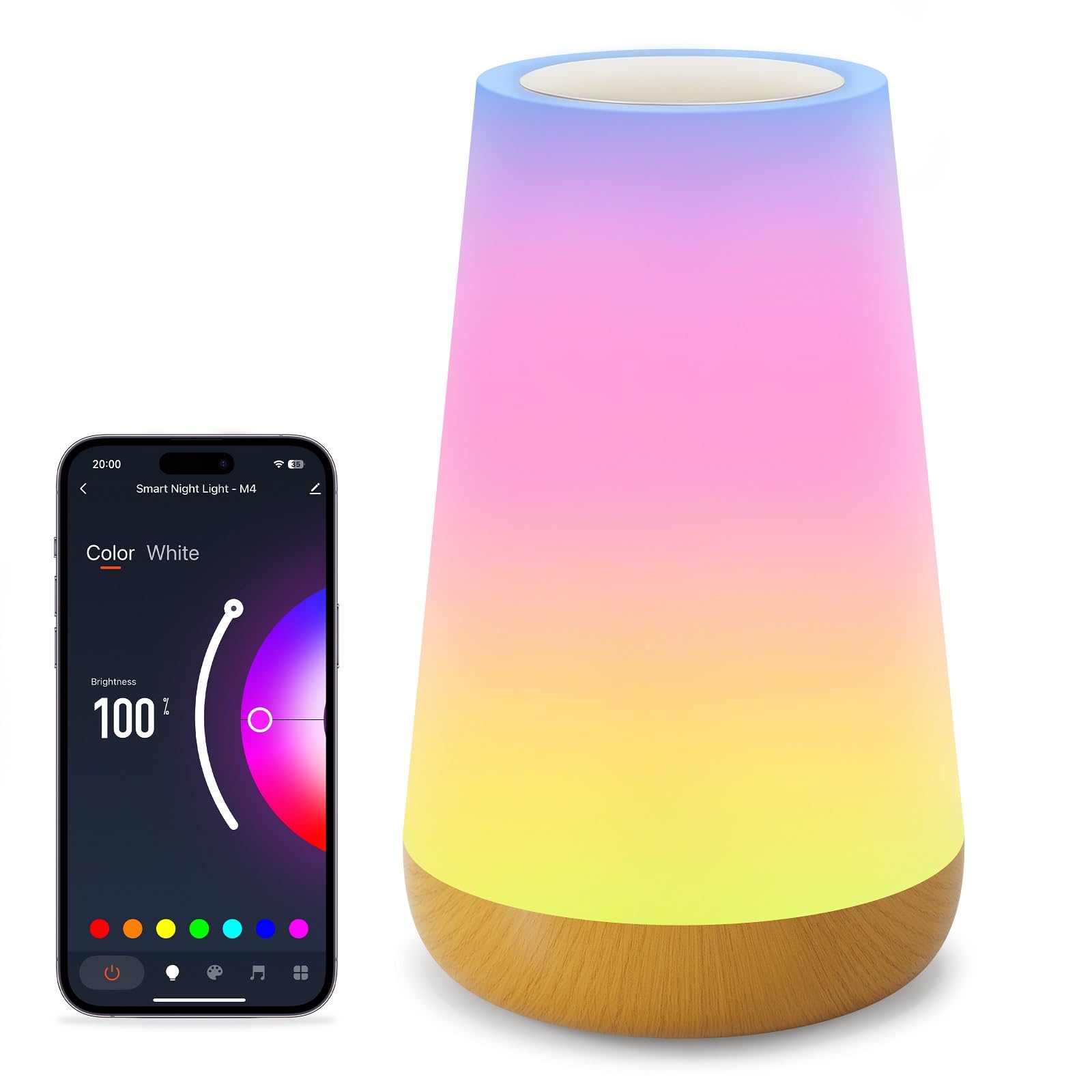 Auxmir Smart Table Lamp, Dimmable Nursery Night Light For Baby Work With App/Voice Control, Led Lamp With Music Sync And 100+ Sc