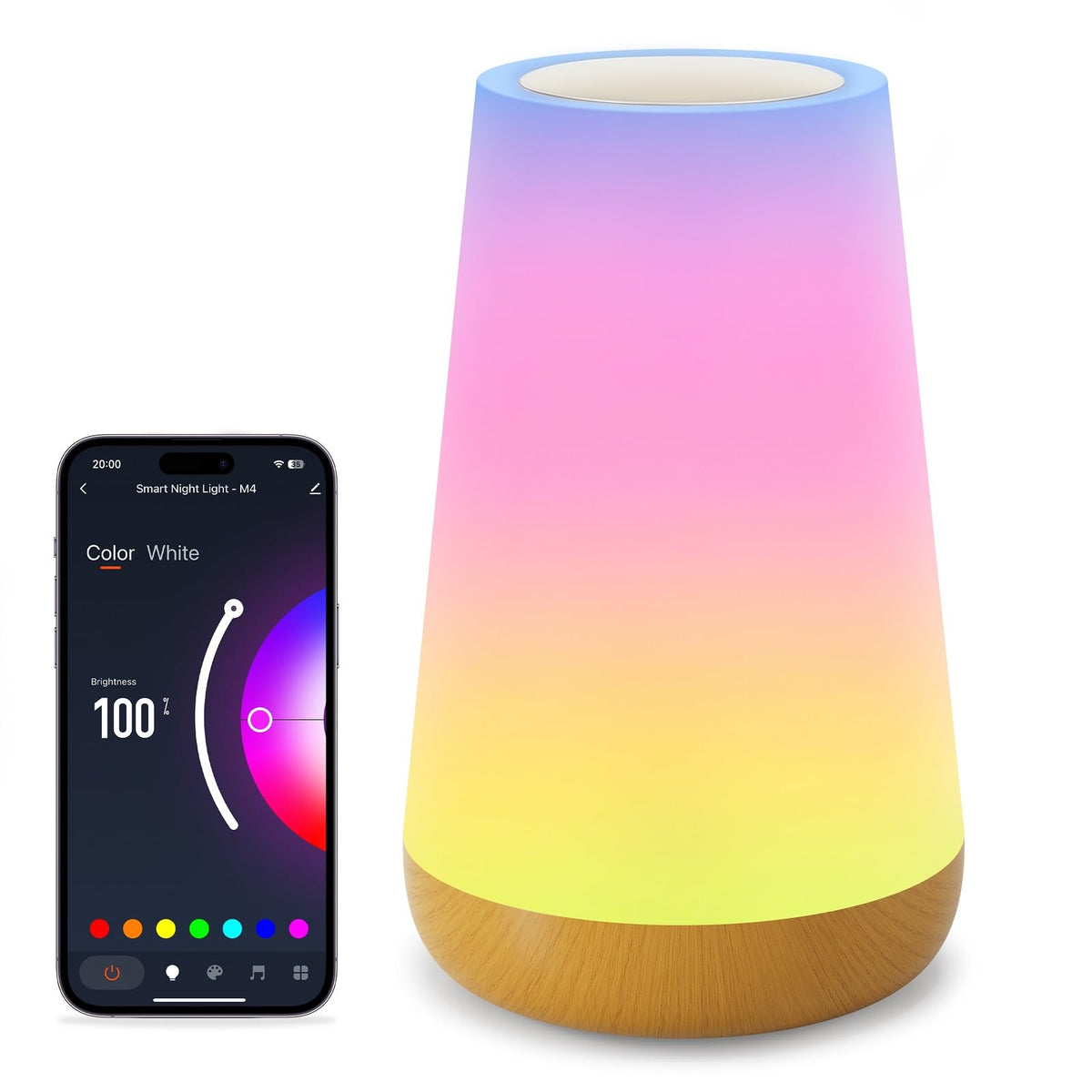Auxmir Smart Table Lamp, Dimmable Nursery Night Light For Baby Work With App/Voice Control, Led Lamp With Music Sync And 100+ Sc