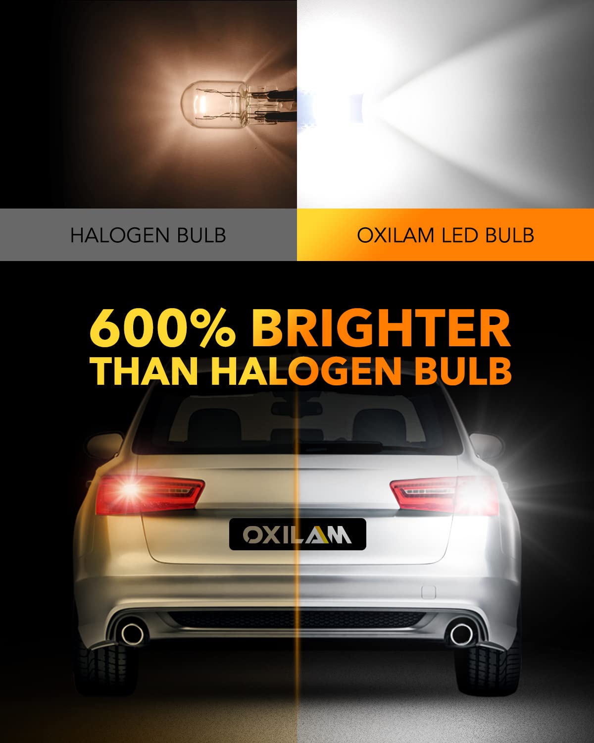 Oxilam 2023 Upgraded 7440 7443 Led Bulbs White For Reverse Lights, 4000Lm 600% Brighter, 7441 7444 T20 W21W Led Lamps Replacement For Backup Tail Brake Turn Signal Parking Lights And Drl (Pack Of 2)