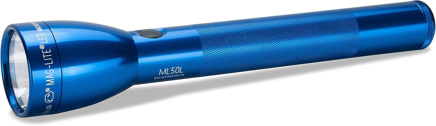 MagLite ML50L 3-Cell C LED Flashlight, Adjustable Beam, High & Low Modes, Water-Resistant - Blue