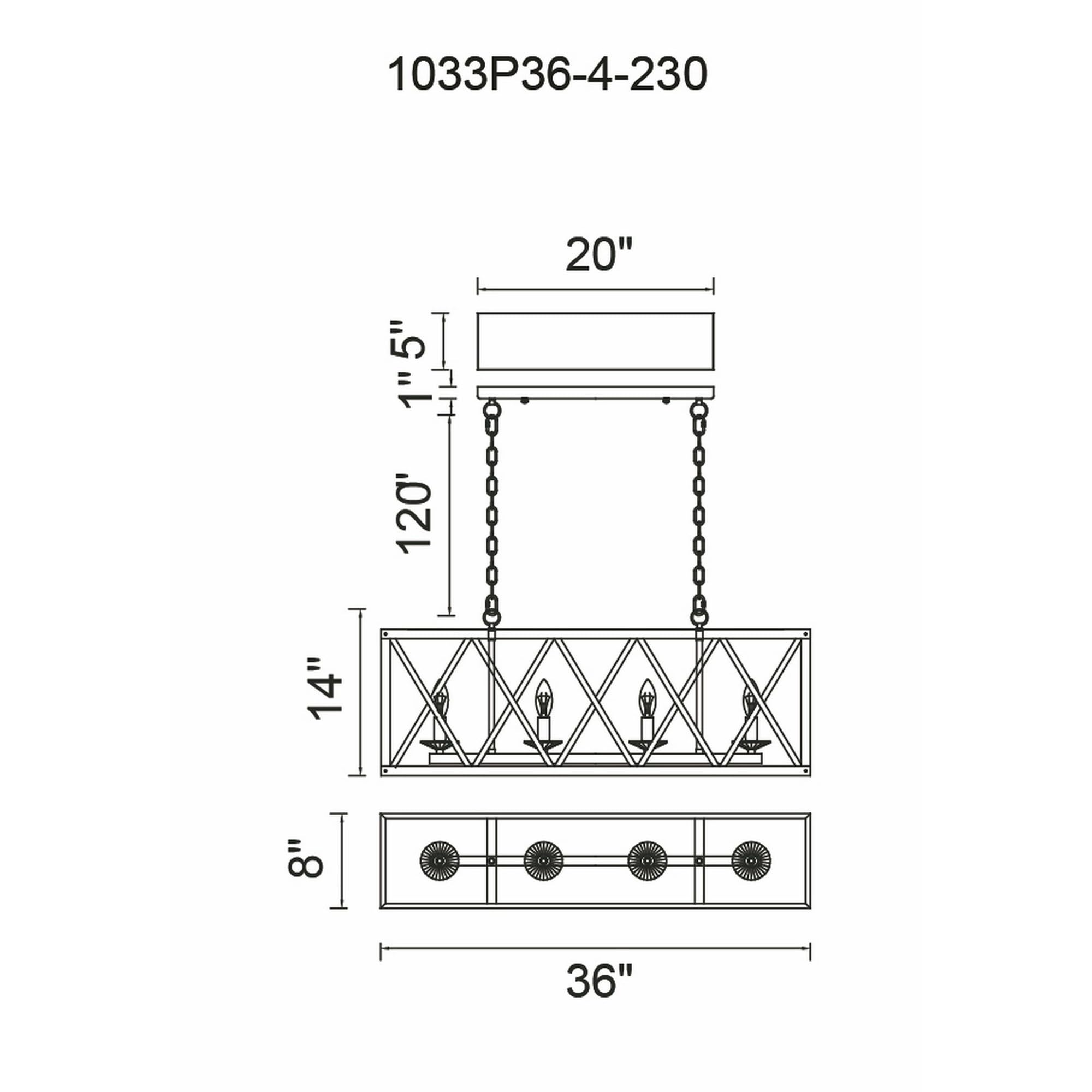 CWI Lighting Marini 4 Light Contemporary Metal Chandelier in Wood Grain Brown
