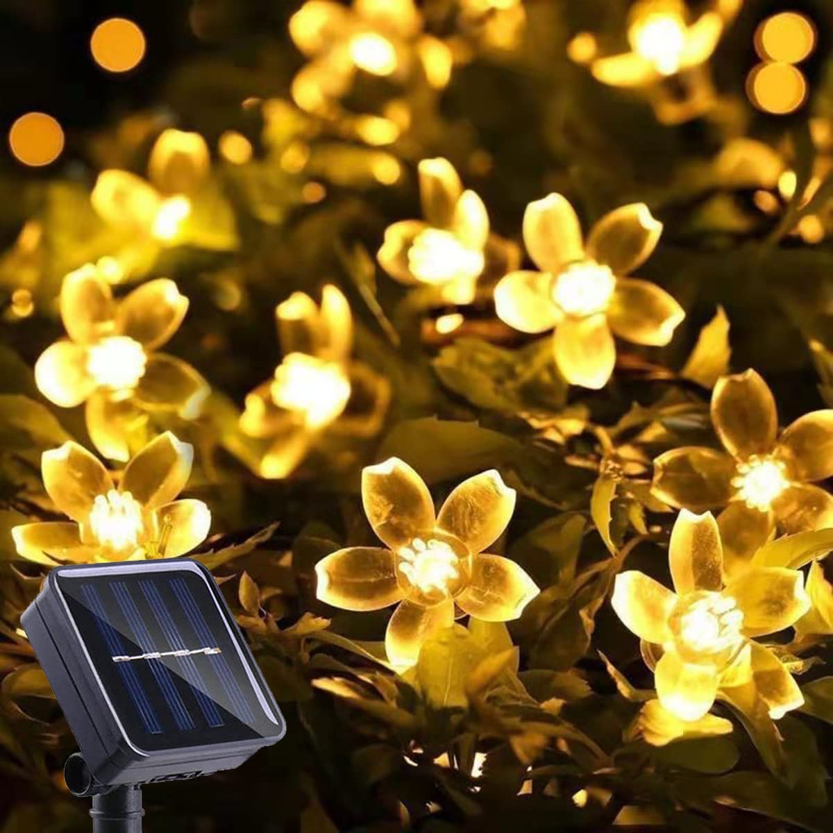 Iticdecor Solar Flower String Lights Outdoor Waterproof 50 Led Fairy Light Christmas Decorations For Garden Fence Patio Yard Chr