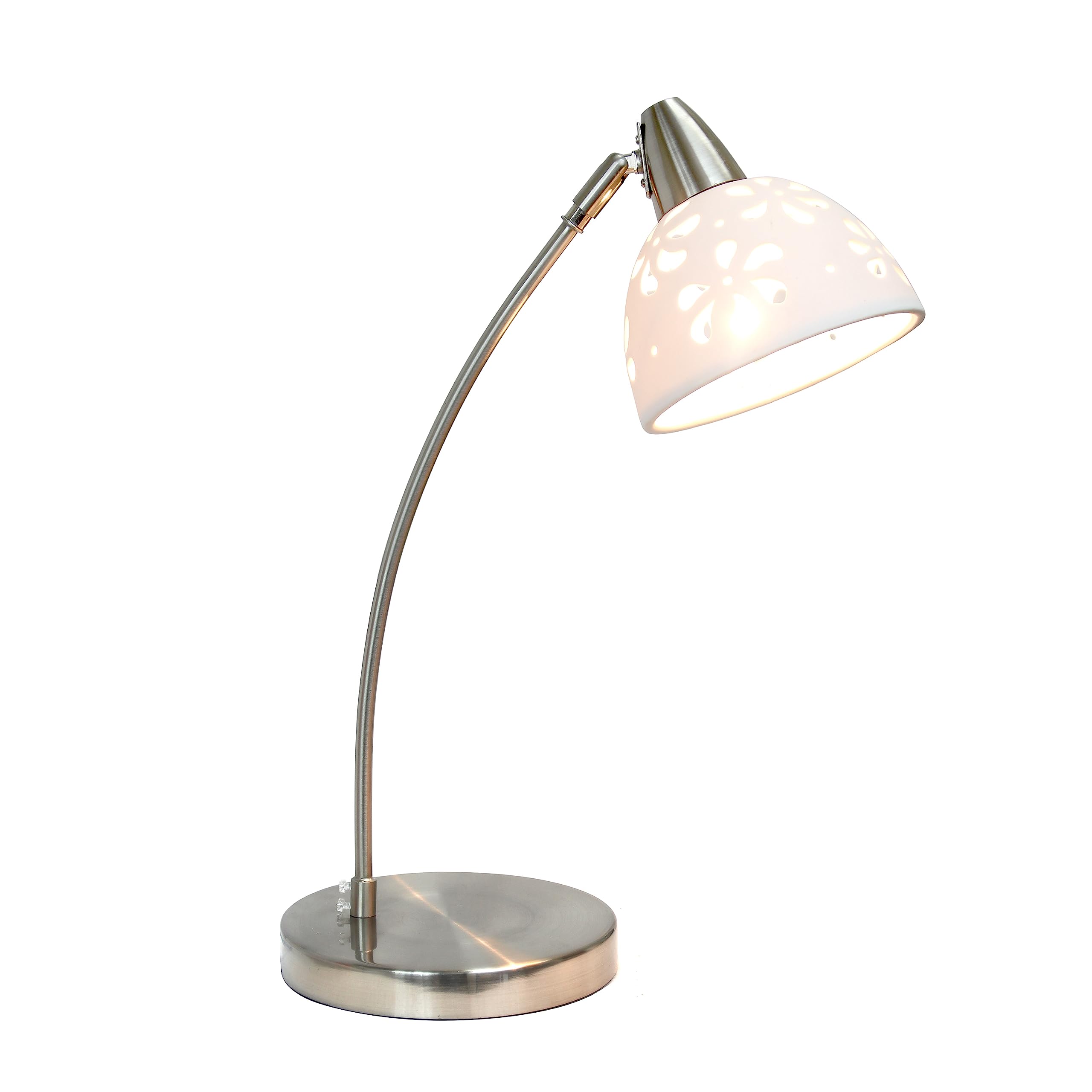 Simple Designs Ld1000-Wht Porcelain Flower Desk Lamp