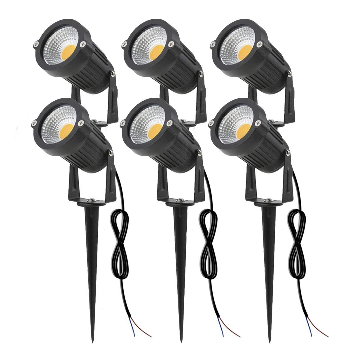 SUNRIVER Low Voltage Landscape Lights, 6W Outdoor Spotlights, 12V/24V Waterproof, 6 Pack Warm White for Yard, Lawn, Garden