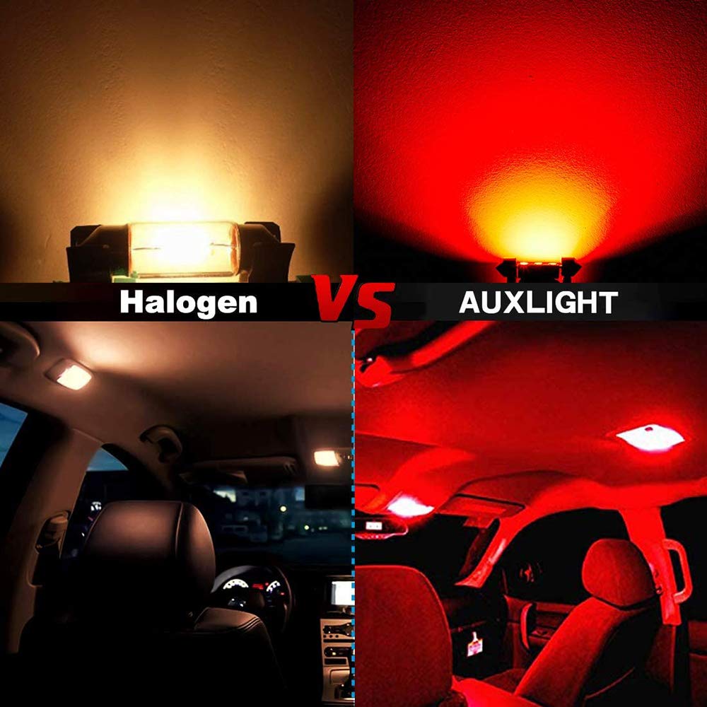 Auxlight 6614 6641 6612F 6615 F30-Whp Ts-14V1Cp 29Mm 1.14   Festoon Led Interior Light Bulbs Brilliant Red, Super Bright 6Smd Ch