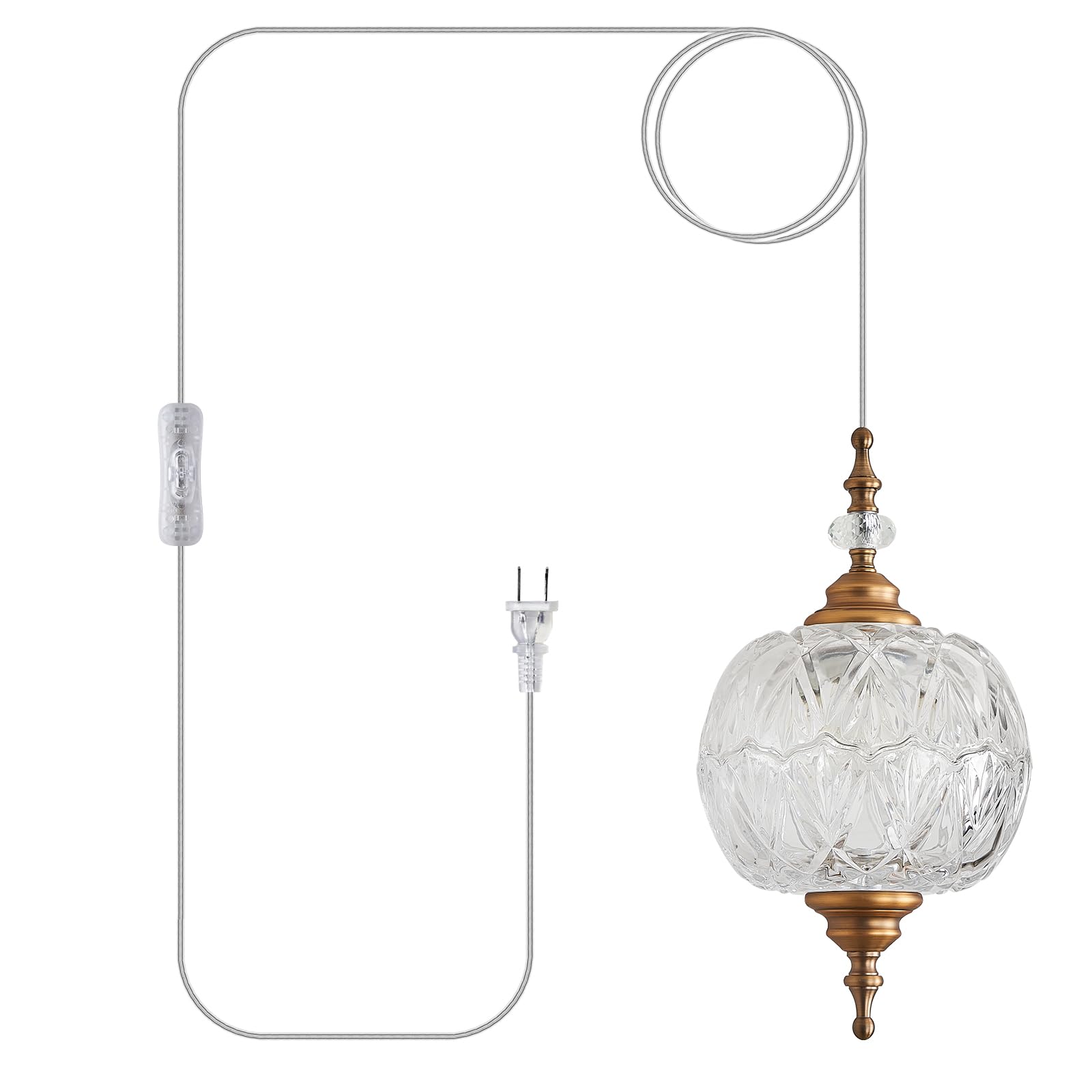 TLOLGT Plug in Pendant Light Fixtures Brass Vintage Pendant Lights Ceiling Pendant Fixtures for Bedroom Living Room Dining Room 