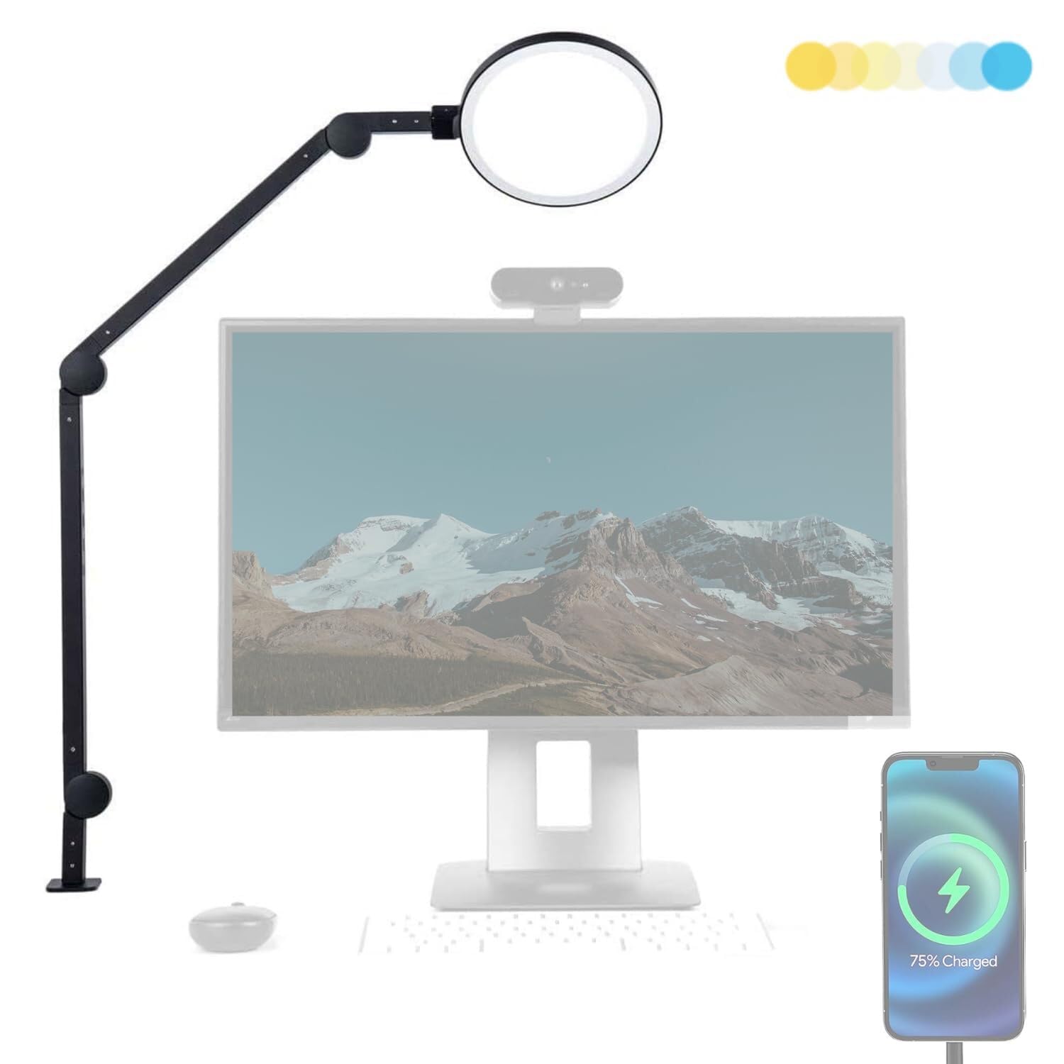 LUME CUBE Edge LED Desk Light (Pack of 2) | Remote Work Swing Arm Desk Lamp with Clamp | Video Conferencing Lighting, Zoom Webca
