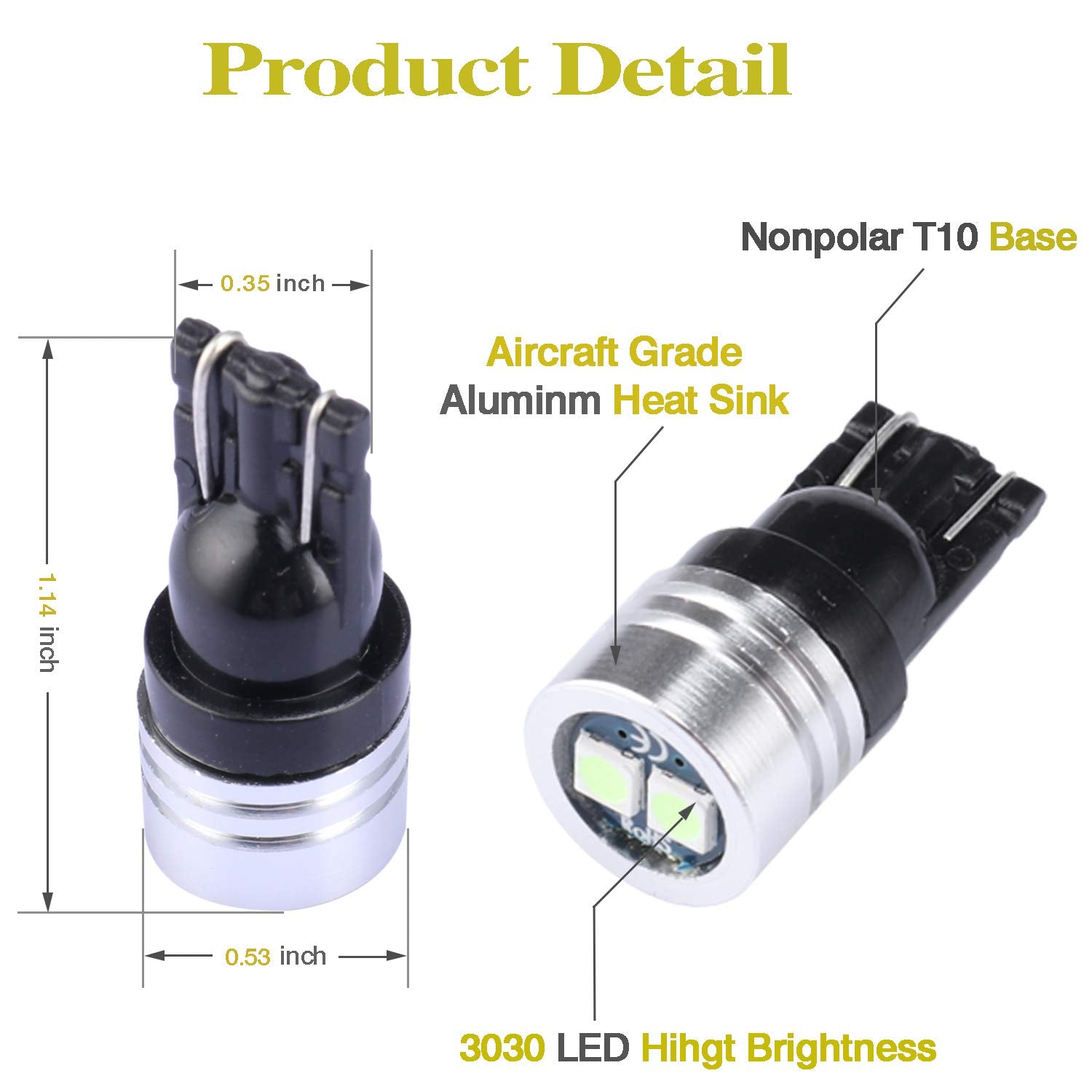 Ibrightstar Extremely Bright 3030 Chipsets 168 175 194 2825 W5W T10 Wedge Led Bulbs For License Plate Interior Map Dome Trunk Lights, Ice Blue