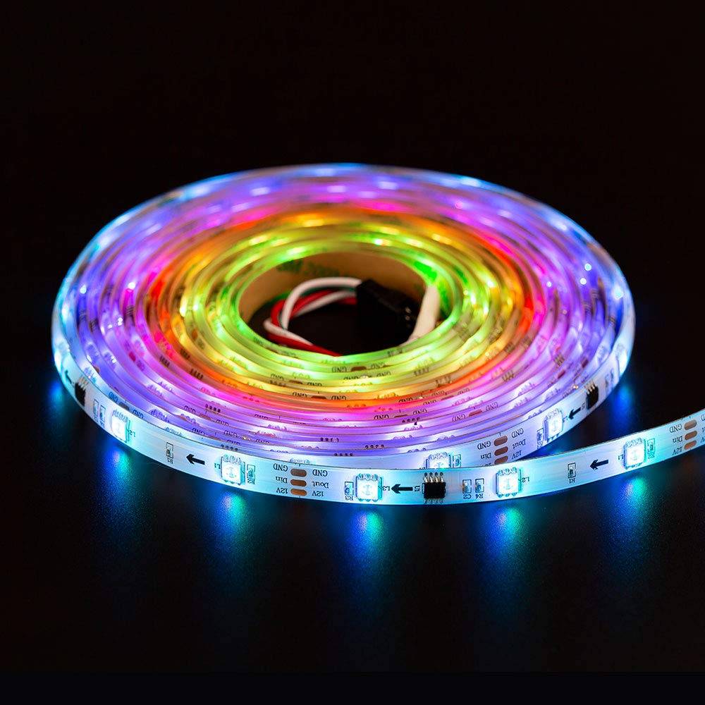 Btf-Lighting Ws2811 Ic=Rgb+Ic Addressable Dream Color Led Strip 16.4Ft 30Leds/M 10Pixels/M Ip65 Splash Proof White Pcb Flexible