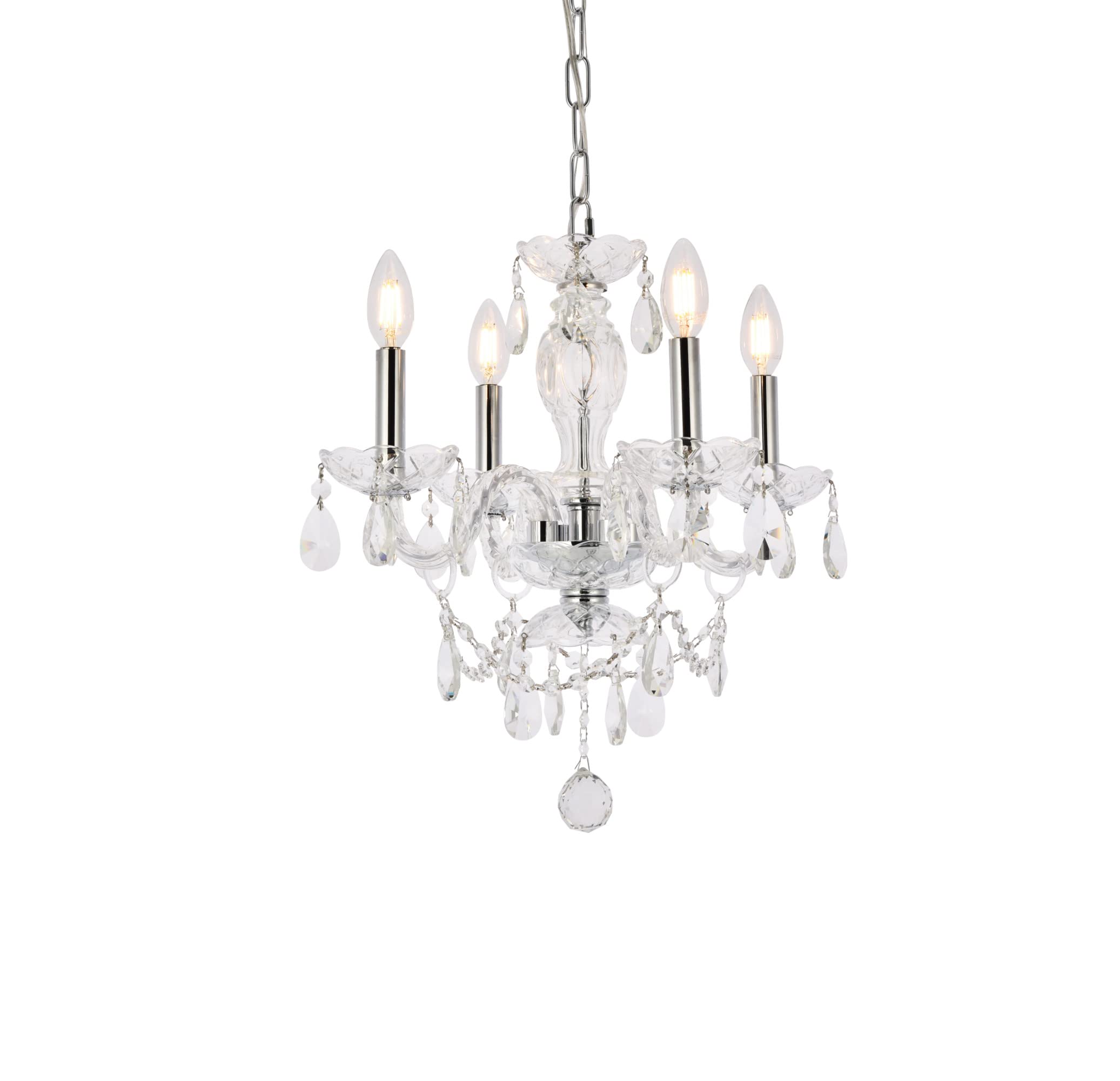 Elegant Lighting Value Princeton 4 Light Chrome Pendant Clear Royal Cut Crystal