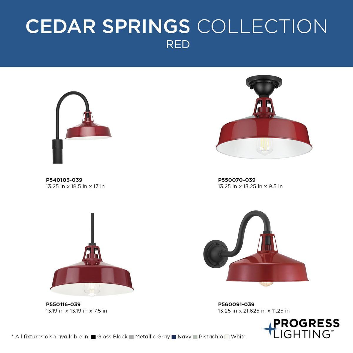 Cedar Springs Collection 1-Light Farmhouse Outdoor Semi-Flush Mount Light Red