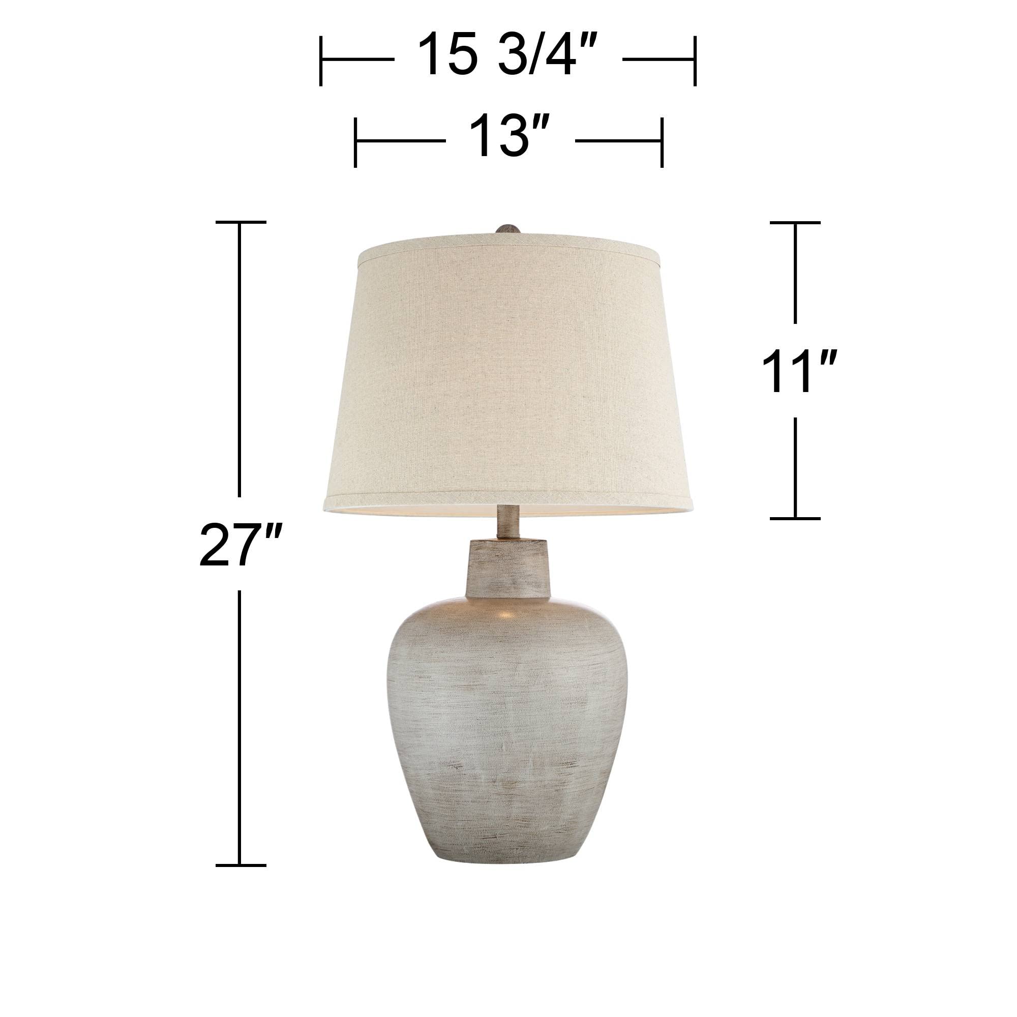 Regency Hill Table Lamps Set of 2 27in Rustic Country Cottage Gray Terra Cotta Resin Drum Shade for Living Room Bedroom Model 69H77