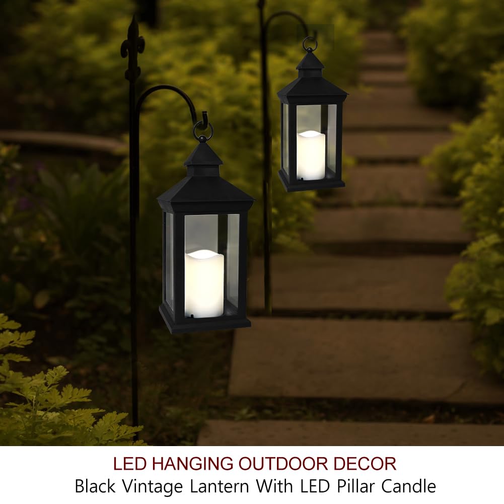 Bright Zeal 2-Pack 14'' Candle Lanterns Outdoor Waterproof Decorative Lights With Timer - Cool White Decorative Indoor Led Lante