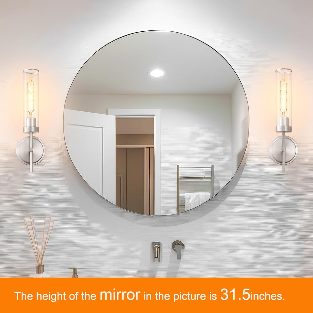 DSMJFU Wall Sconces Set of 2, Brushed Nickel, Metal Lighting Fixtures, 15.94in Hardwired, Clear Glass for Bathroom, Living Room, Hallway