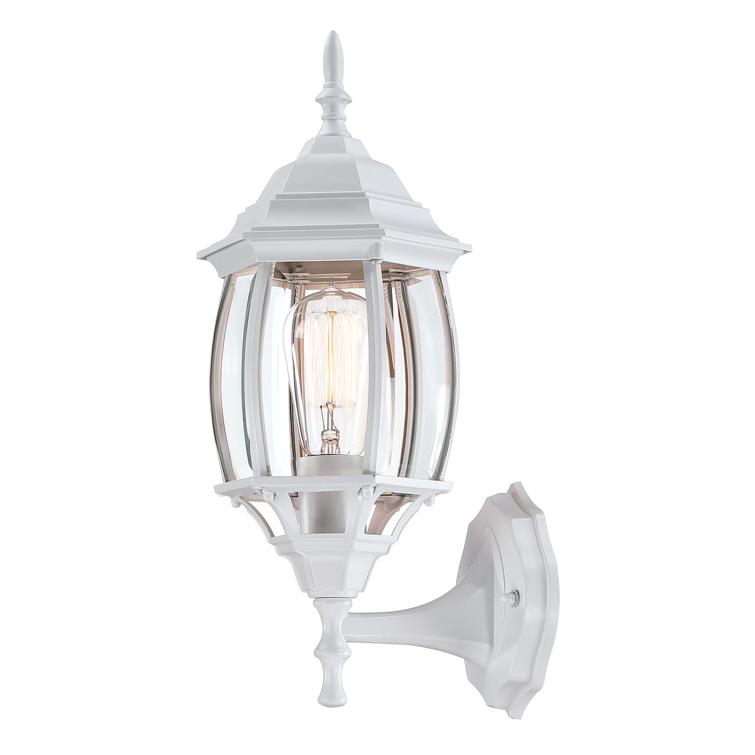 Faymart Lighting 16.8 Inch White Outdoor Wall Light  Outside Porch Sconce White Outdoor Light Fixture For House Front Door Wall Lantern With Vintage Design  Garage Balcony  E26