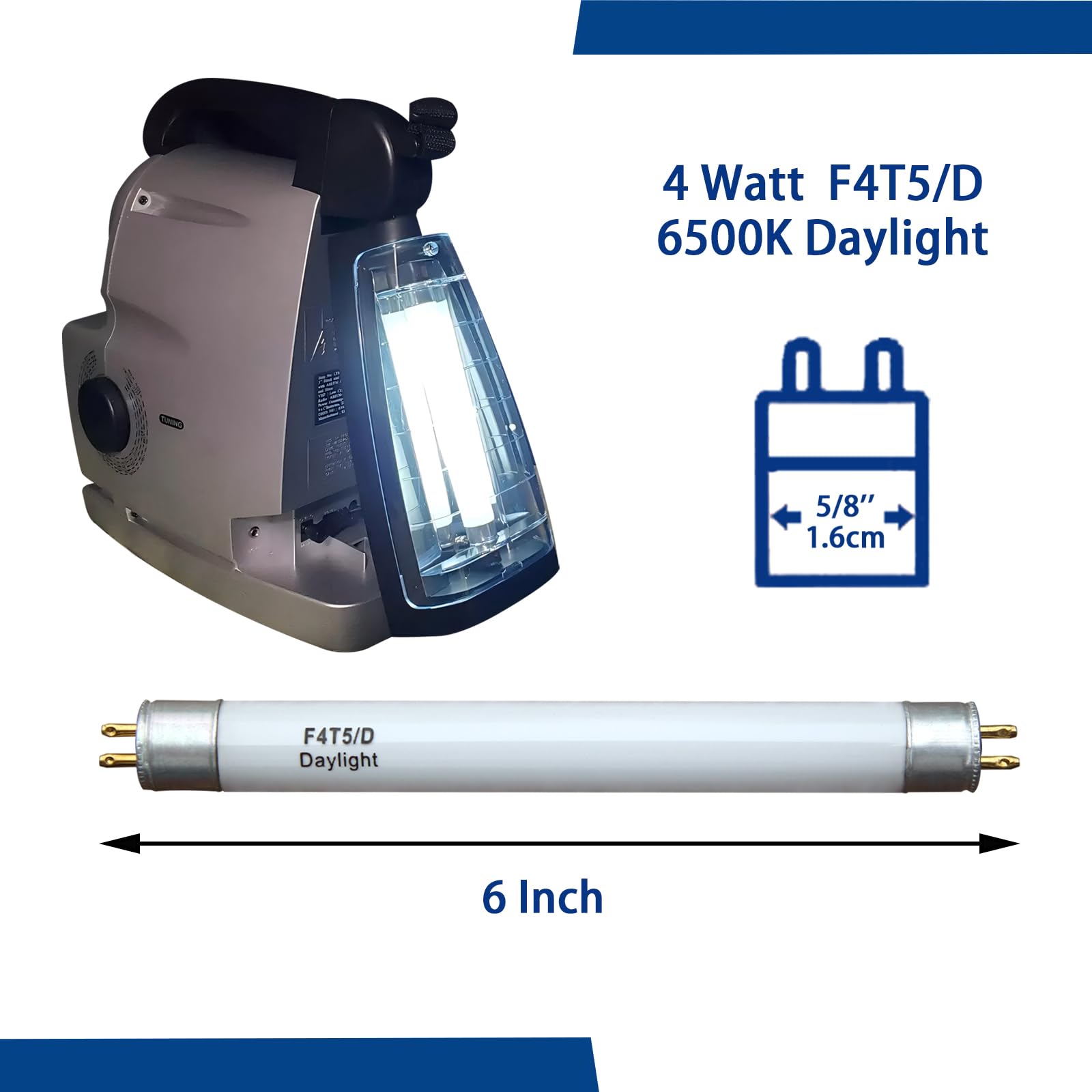 Valoisa F4T5/D Linear Fluorescent Tube 6in T5 4W 6500K Daylight Bulb G5 Base White 4Pack