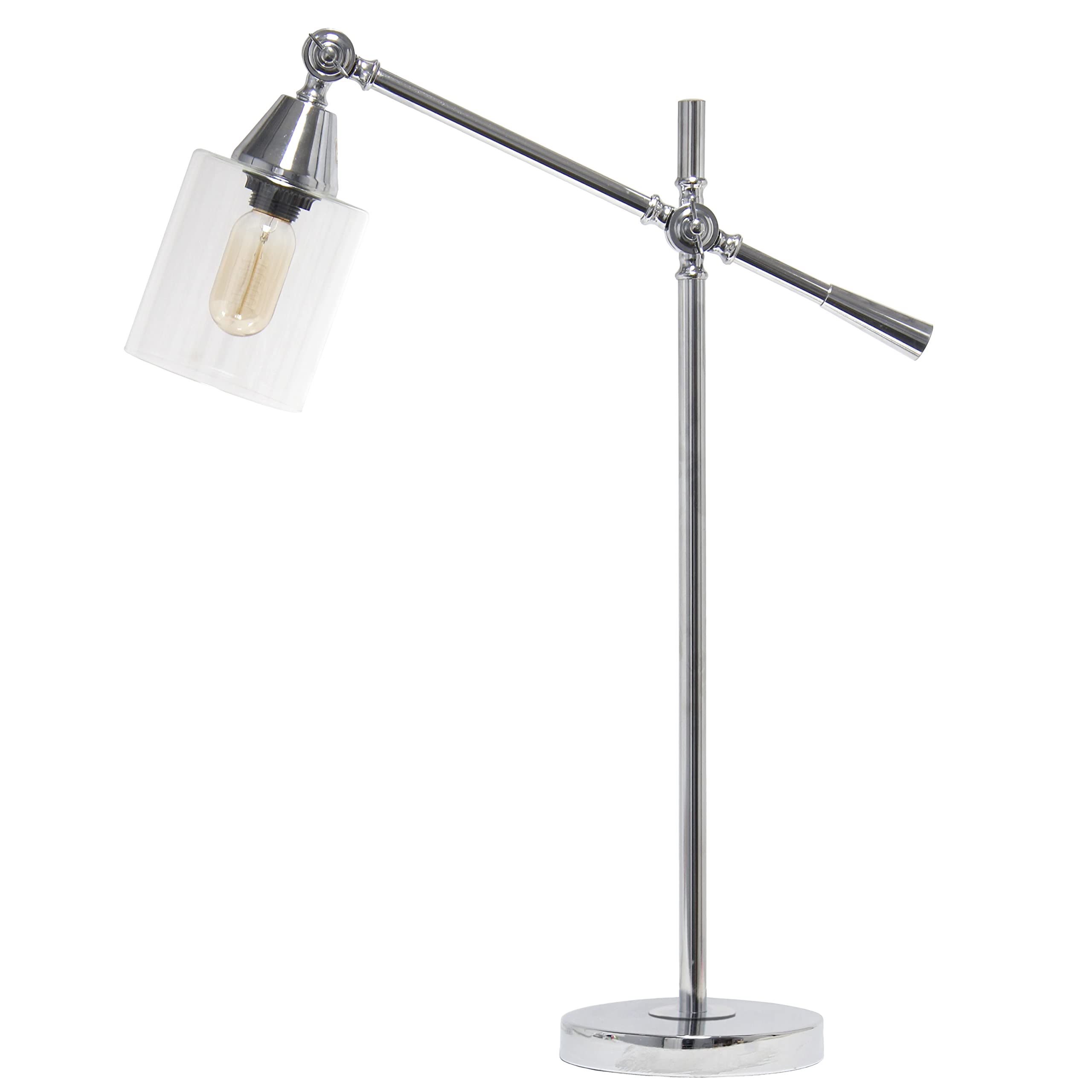 Elegant Designs Ld1030-Chr 28&quot; Industrial Tilting Arm Modern Table Desk Lamp, Chrome