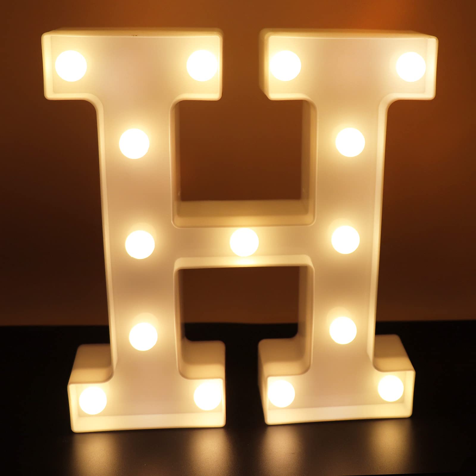 Ausaye Led Letter Lights - Alphabet Night Light Sign, White Plastic For Home Party Wedding Decoration (H)